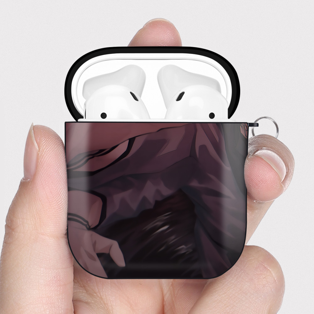 （画像用） SPY×FAMILY间谍家家酒 AirPods 第2世代保護ケース ハードシェル ブラック 耐衝撃・防指紋・カラビナ付き