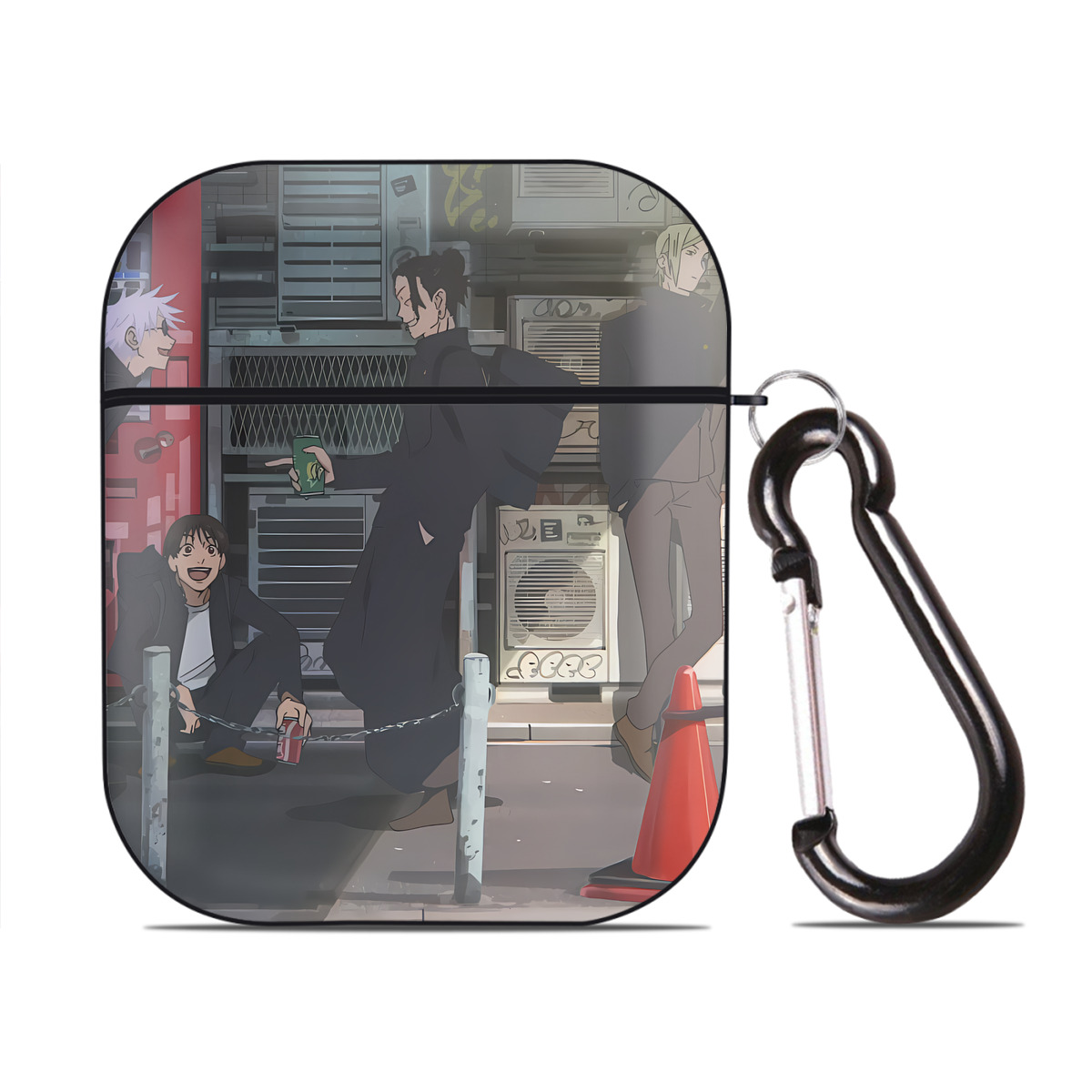 （画像用） SPY×FAMILY间谍家家酒 AirPods 第2世代保護ケース ハードシェル ブラック 耐衝撃・防指紋・カラビナ付き
