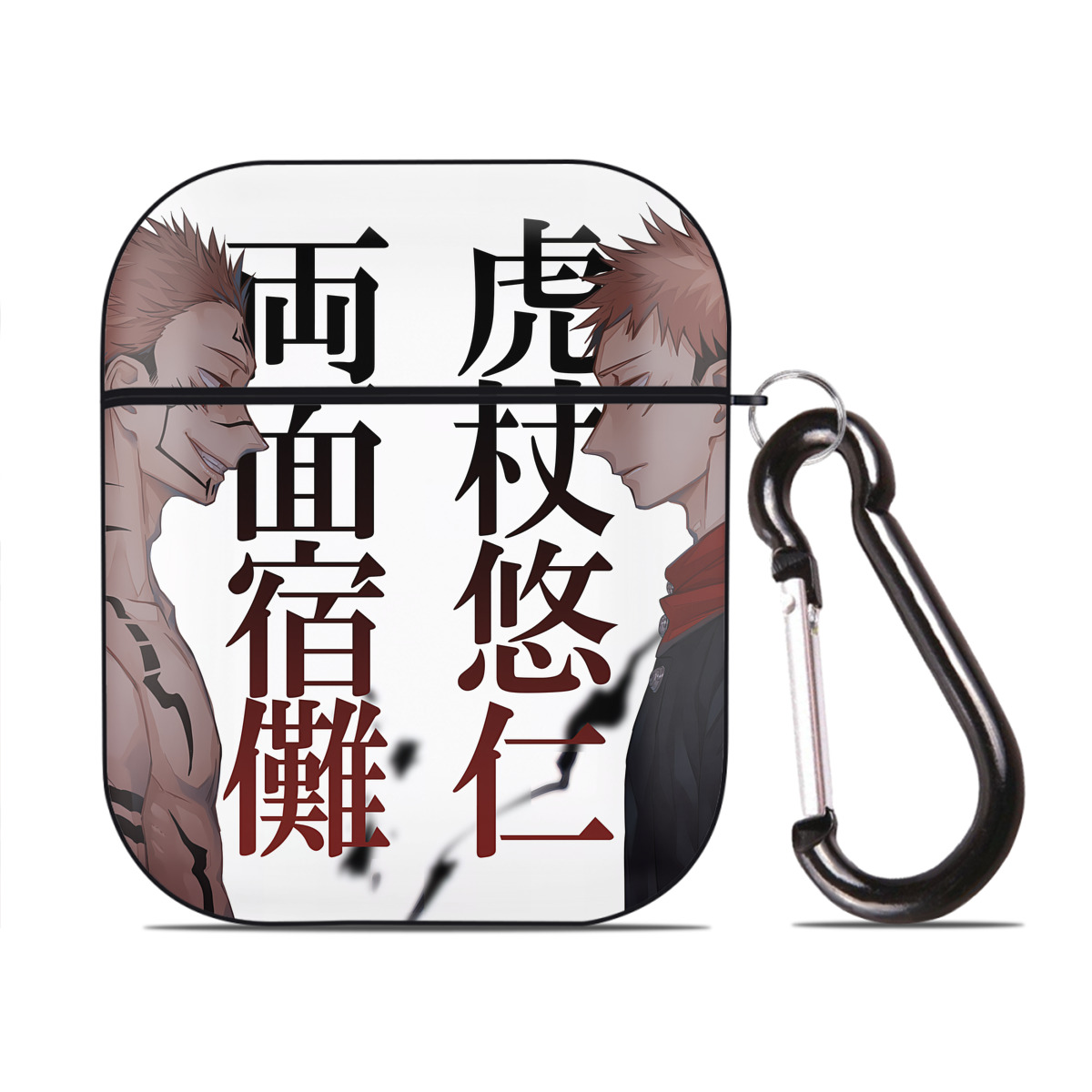 （画像用） SPY×FAMILY间谍家家酒 AirPods 第2世代保護ケース ハードシェル ブラック 耐衝撃・防指紋・カラビナ付き