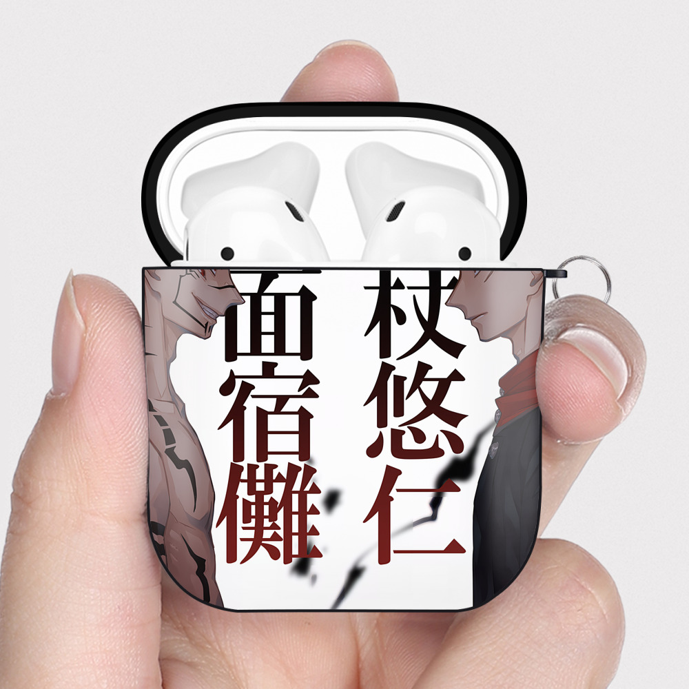 （画像用） SPY×FAMILY间谍家家酒 AirPods 第2世代保護ケース ハードシェル ブラック 耐衝撃・防指紋・カラビナ付き