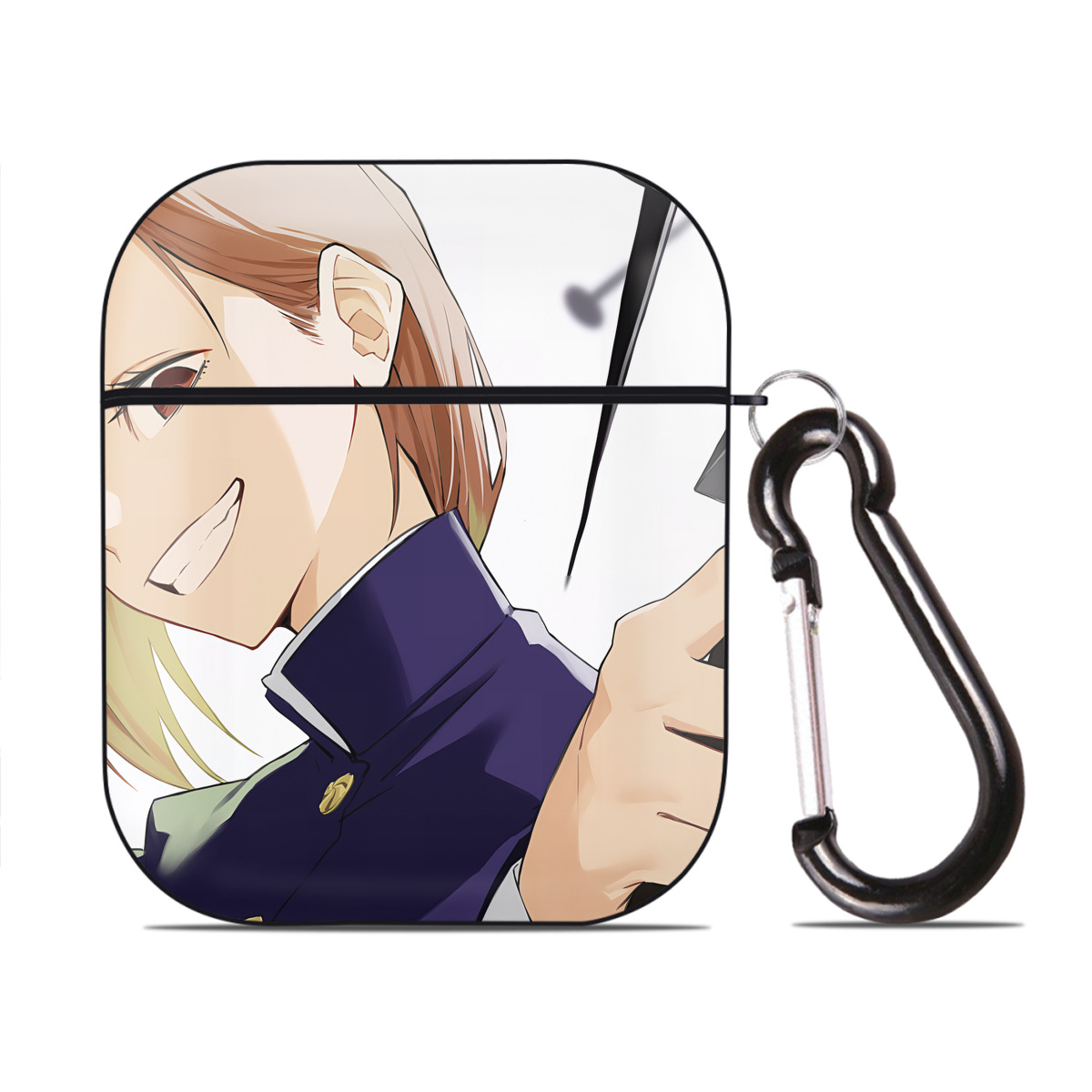 （画像用） SPY×FAMILY间谍家家酒 AirPods 第2世代保護ケース ハードシェル ブラック 耐衝撃・防指紋・カラビナ付き