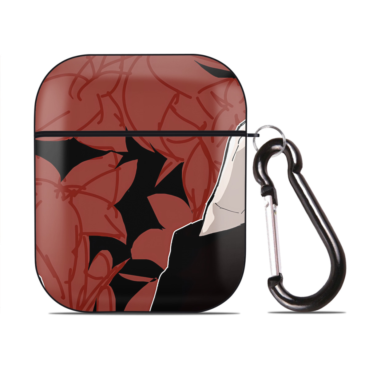 （画像用） SPY×FAMILY间谍家家酒 AirPods 第2世代保護ケース ハードシェル ブラック 耐衝撃・防指紋・カラビナ付き