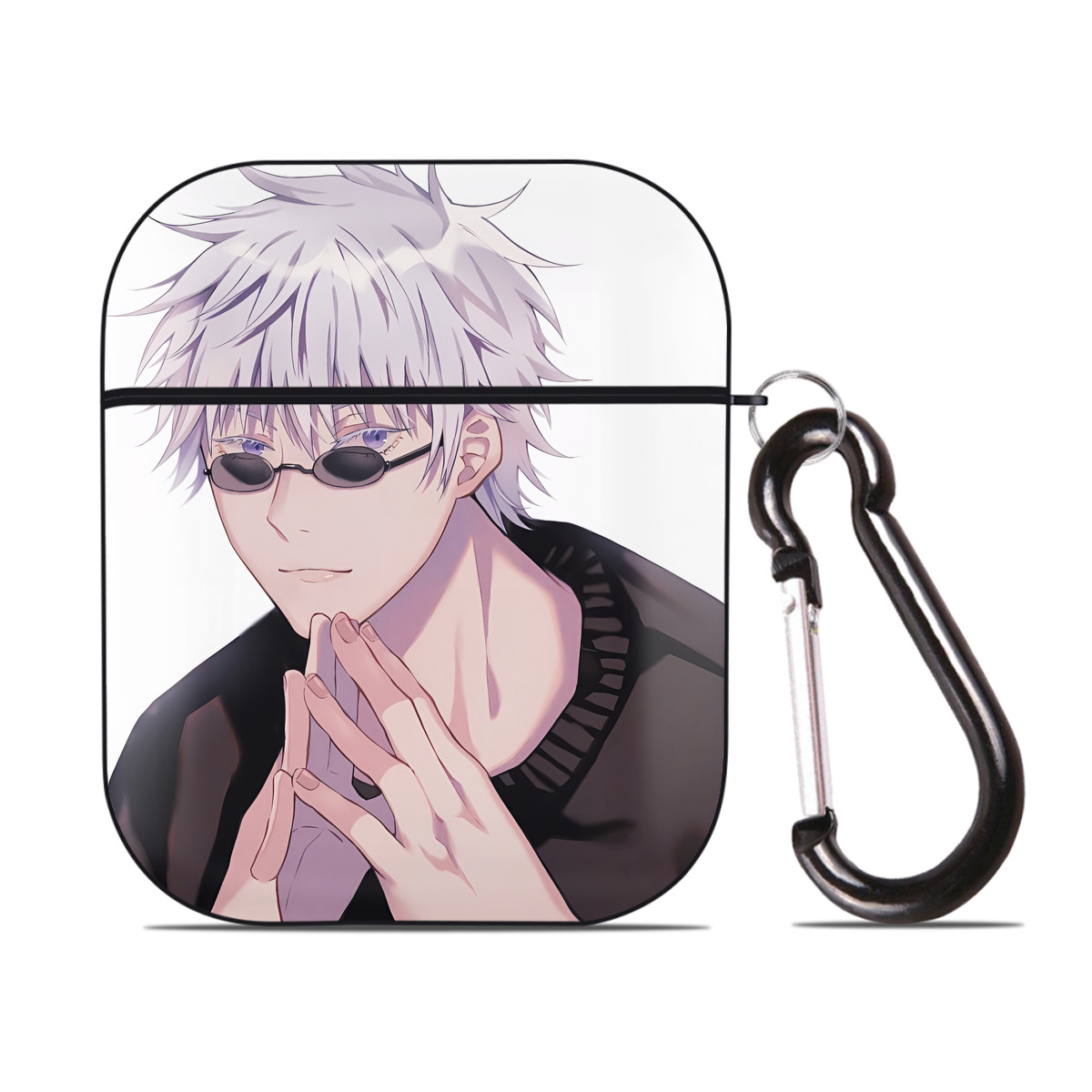 （画像用） SPY×FAMILY间谍家家酒 AirPods 第2世代保護ケース ハードシェル ブラック 耐衝撃・防指紋・カラビナ付き