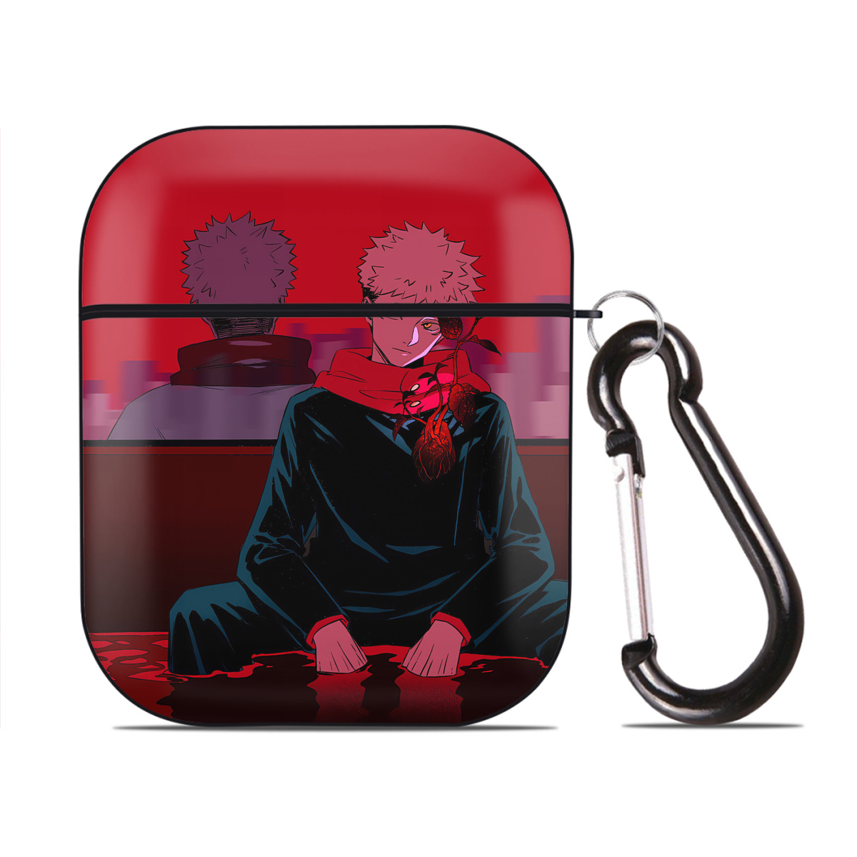 （画像用） SPY×FAMILY间谍家家酒 AirPods 第2世代保護ケース ハードシェル ブラック 耐衝撃・防指紋・カラビナ付き