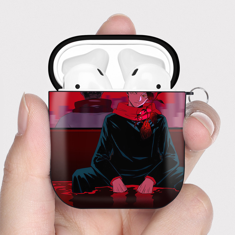 （画像用） SPY×FAMILY间谍家家酒 AirPods 第2世代保護ケース ハードシェル ブラック 耐衝撃・防指紋・カラビナ付き