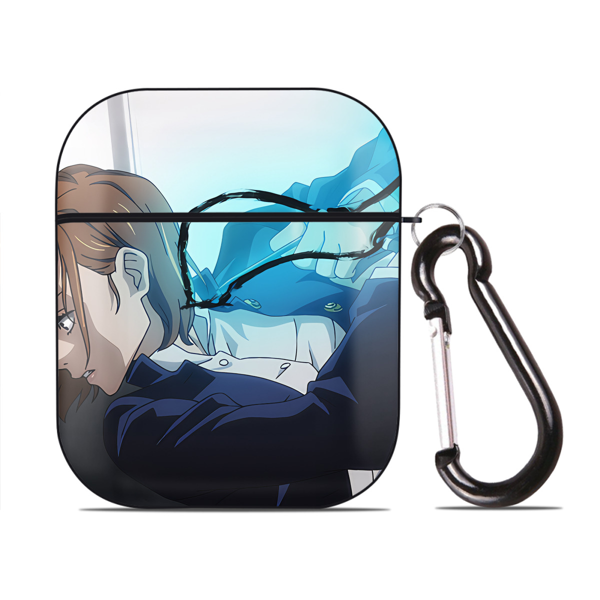 （画像用） SPY×FAMILY间谍家家酒 AirPods 第2世代保護ケース ハードシェル ブラック 耐衝撃・防指紋・カラビナ付き