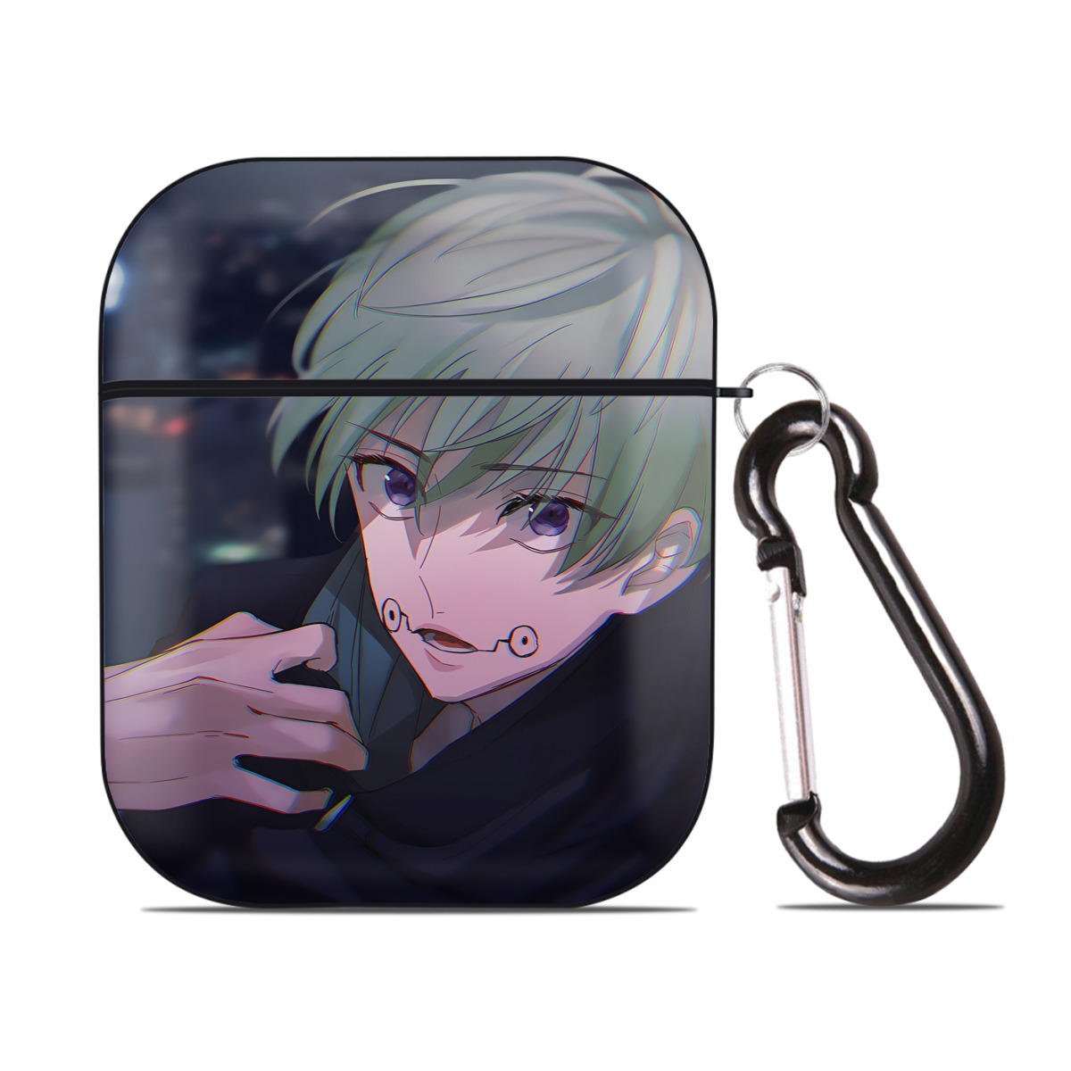 （画像用） SPY×FAMILY间谍家家酒 AirPods 第2世代保護ケース ハードシェル ブラック 耐衝撃・防指紋・カラビナ付き