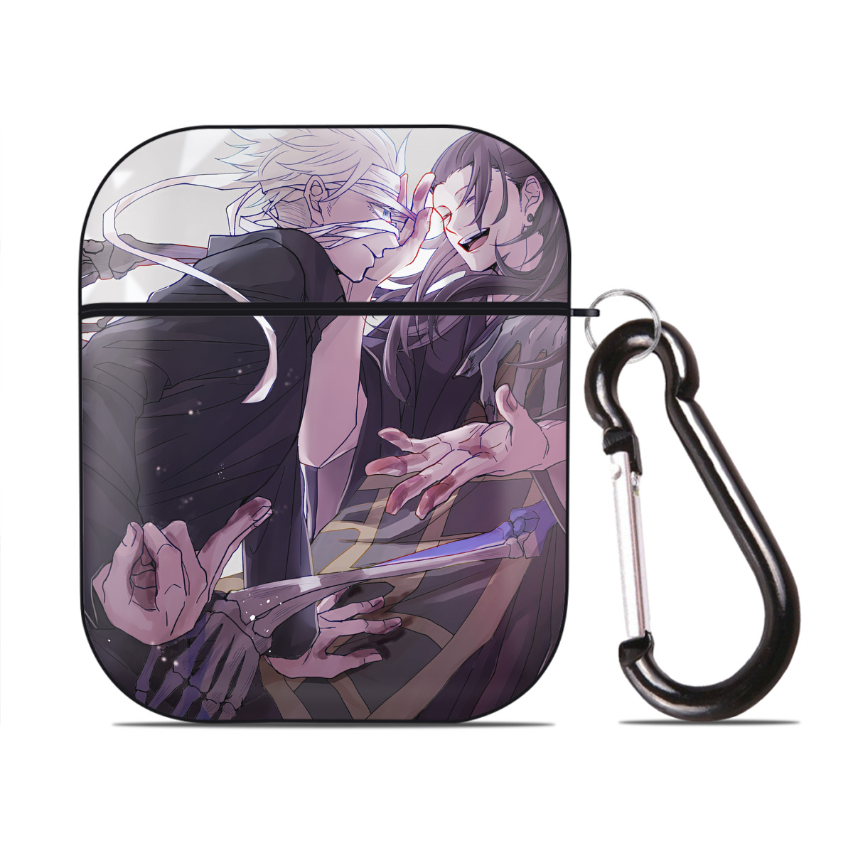 （画像用） SPY×FAMILY间谍家家酒 AirPods 第2世代保護ケース ハードシェル ブラック 耐衝撃・防指紋・カラビナ付き