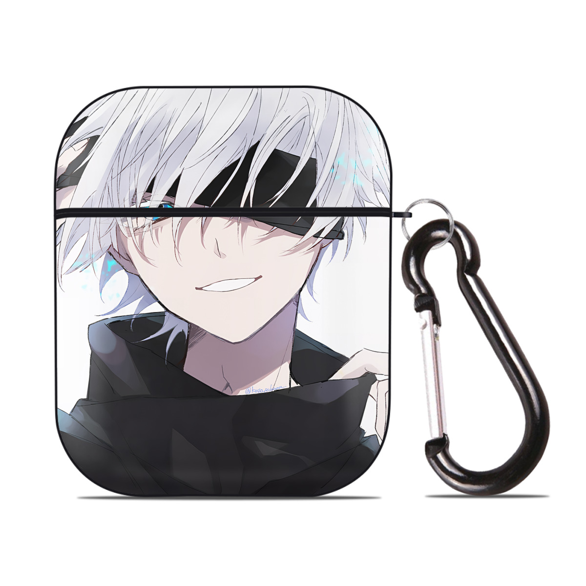 （画像用） SPY×FAMILY间谍家家酒 AirPods 第2世代保護ケース ハードシェル ブラック 耐衝撃・防指紋・カラビナ付き