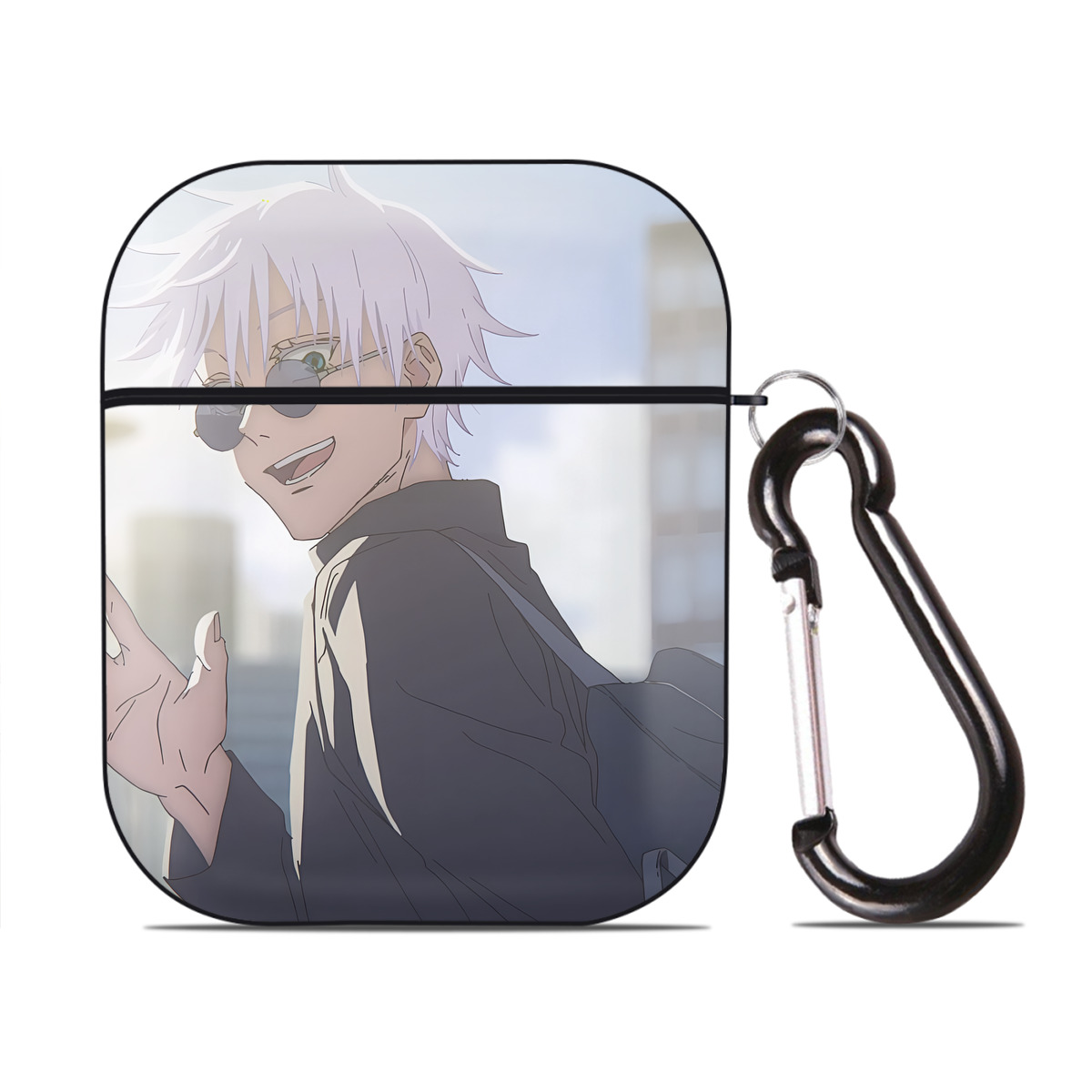（画像用） SPY×FAMILY间谍家家酒 AirPods 第2世代保護ケース ハードシェル ブラック 耐衝撃・防指紋・カラビナ付き