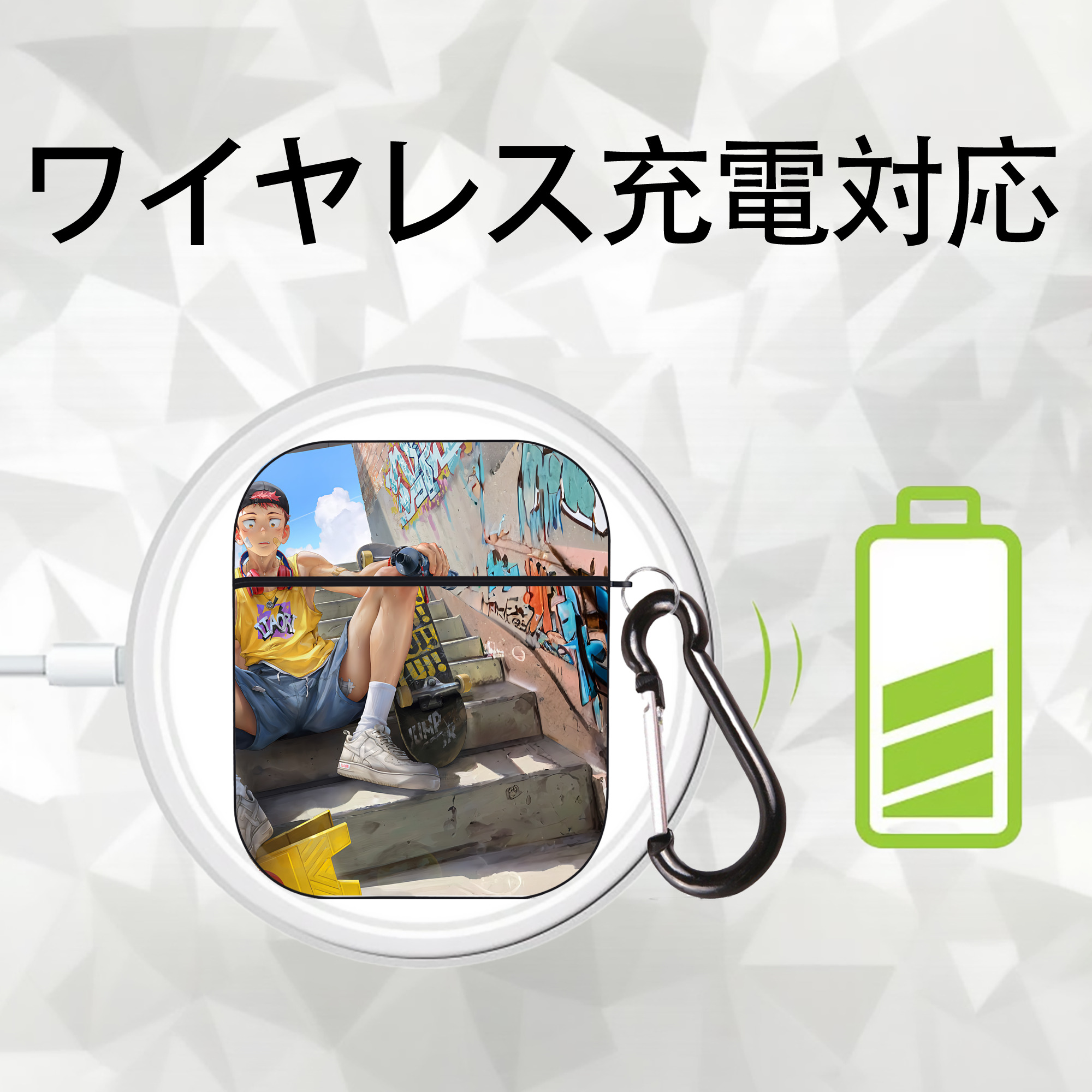 SPY×FAMILY间谍家家酒 AirPods 第2世代保護ケース ハードシェル ブラック 耐衝撃・防指紋・カラビナ付き
