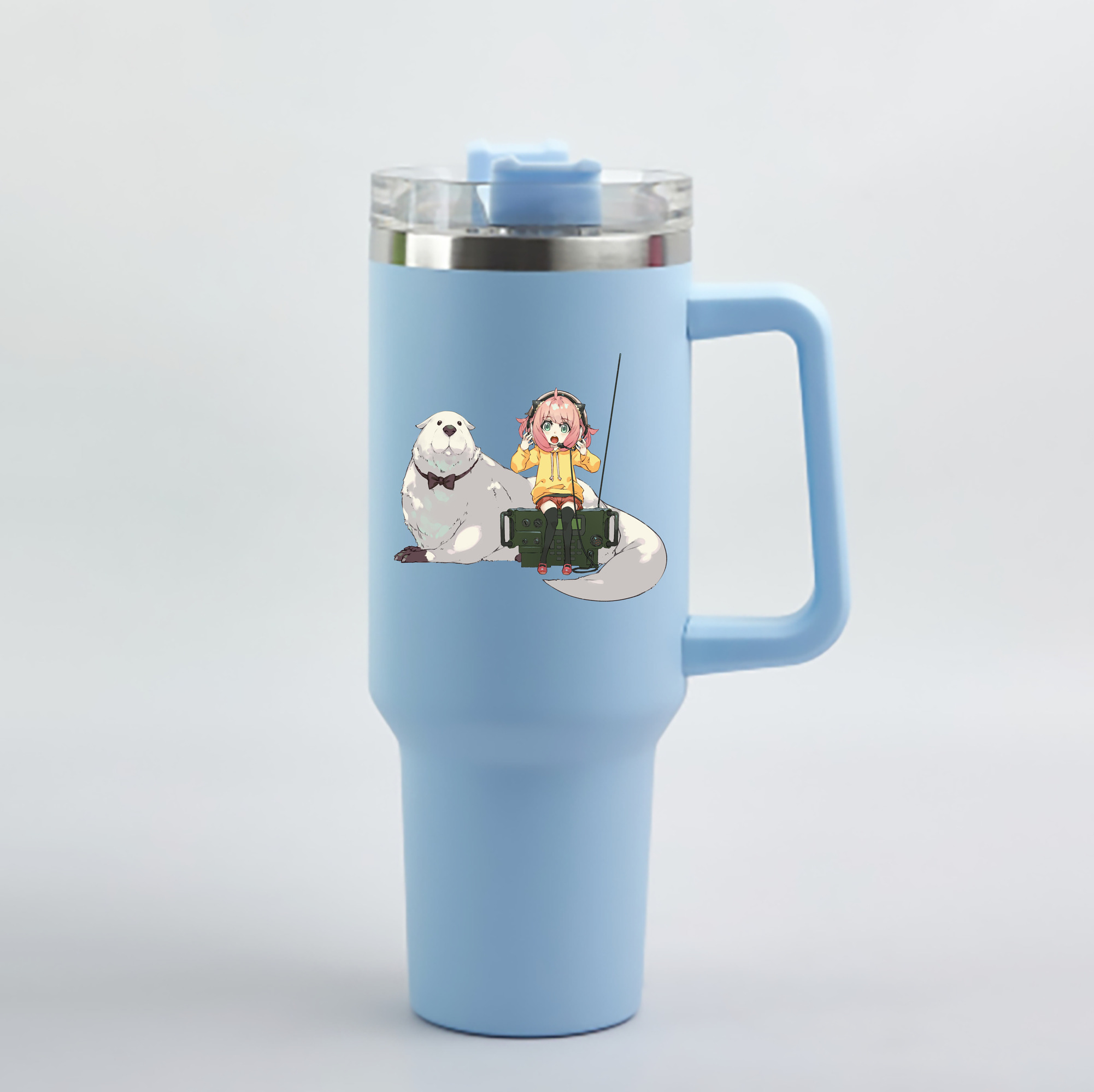 （画像用） SPY×FAMILY间谍家家酒 1200mL車用タンブラー - クリスタルステッカー（プラスチックストロー付き）