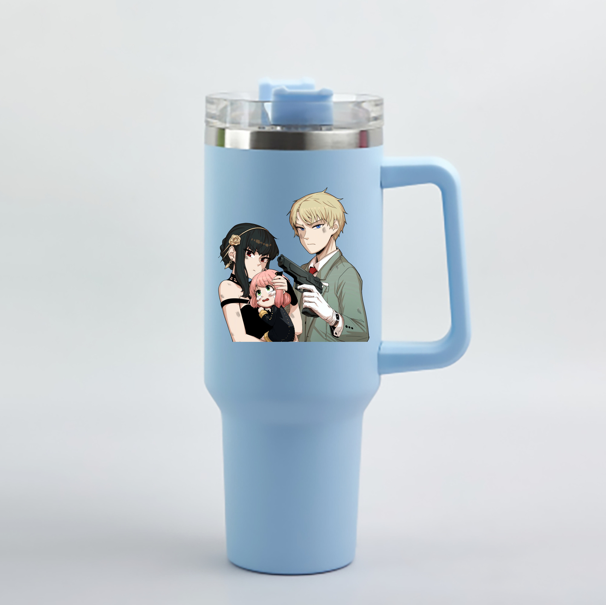 （画像用） SPY×FAMILY间谍家家酒 1200mL車用タンブラー - クリスタルステッカー（プラスチックストロー付き）