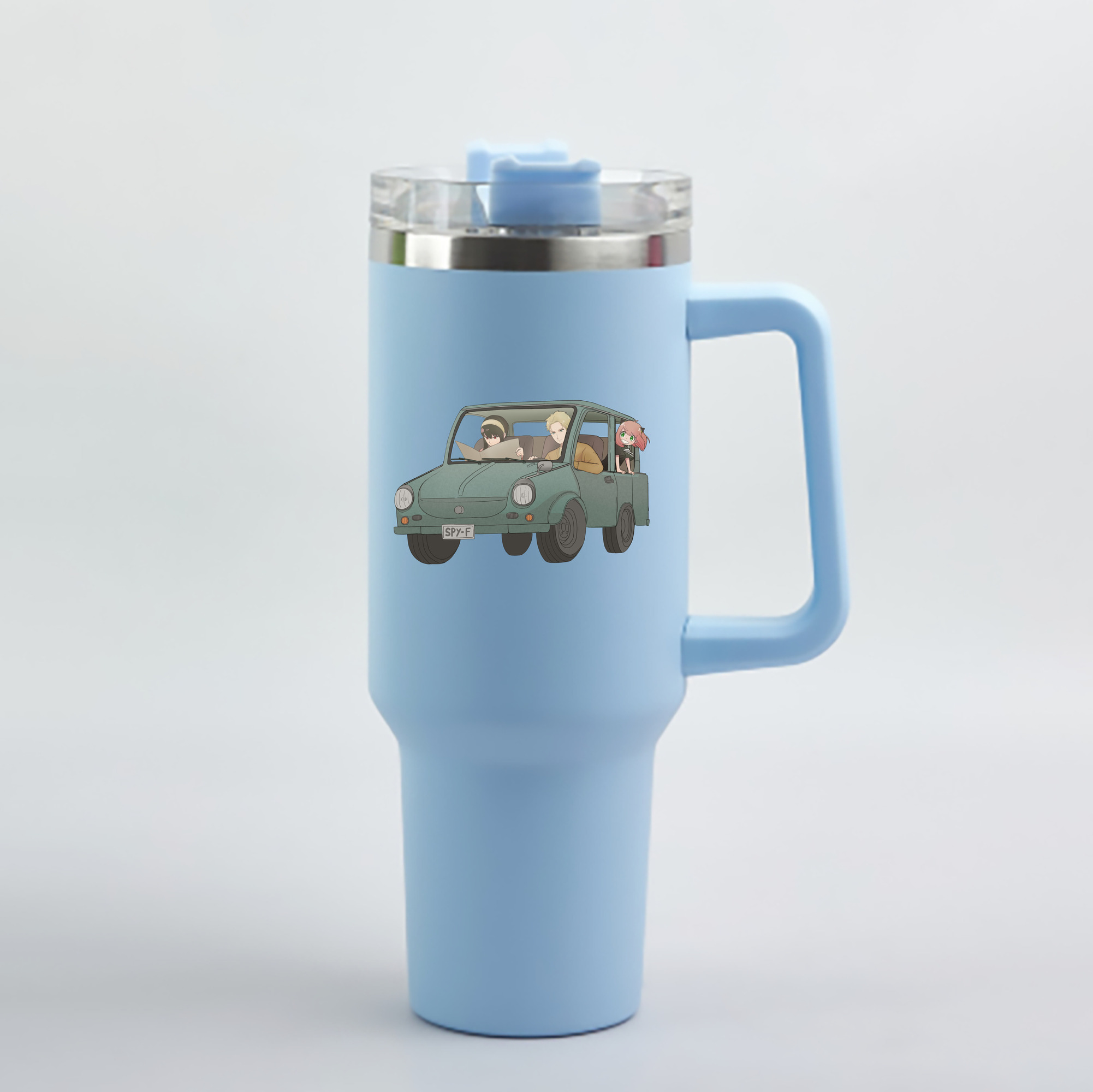 （画像用） SPY×FAMILY间谍家家酒 1200mL車用タンブラー - クリスタルステッカー（プラスチックストロー付き）