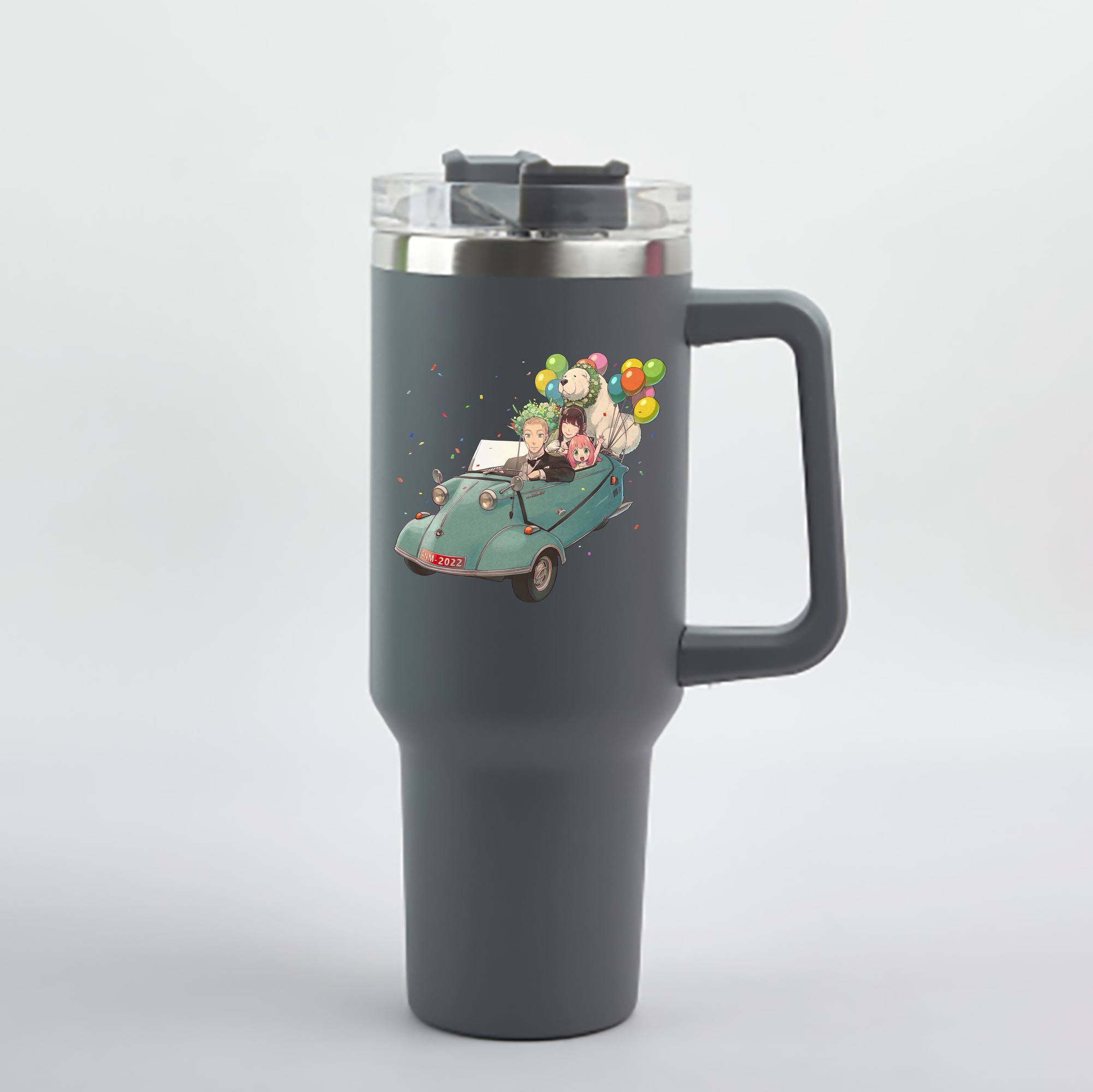 （画像用） SPY×FAMILY间谍家家酒 1200mL車用タンブラー - クリスタルステッカー（プラスチックストロー付き）