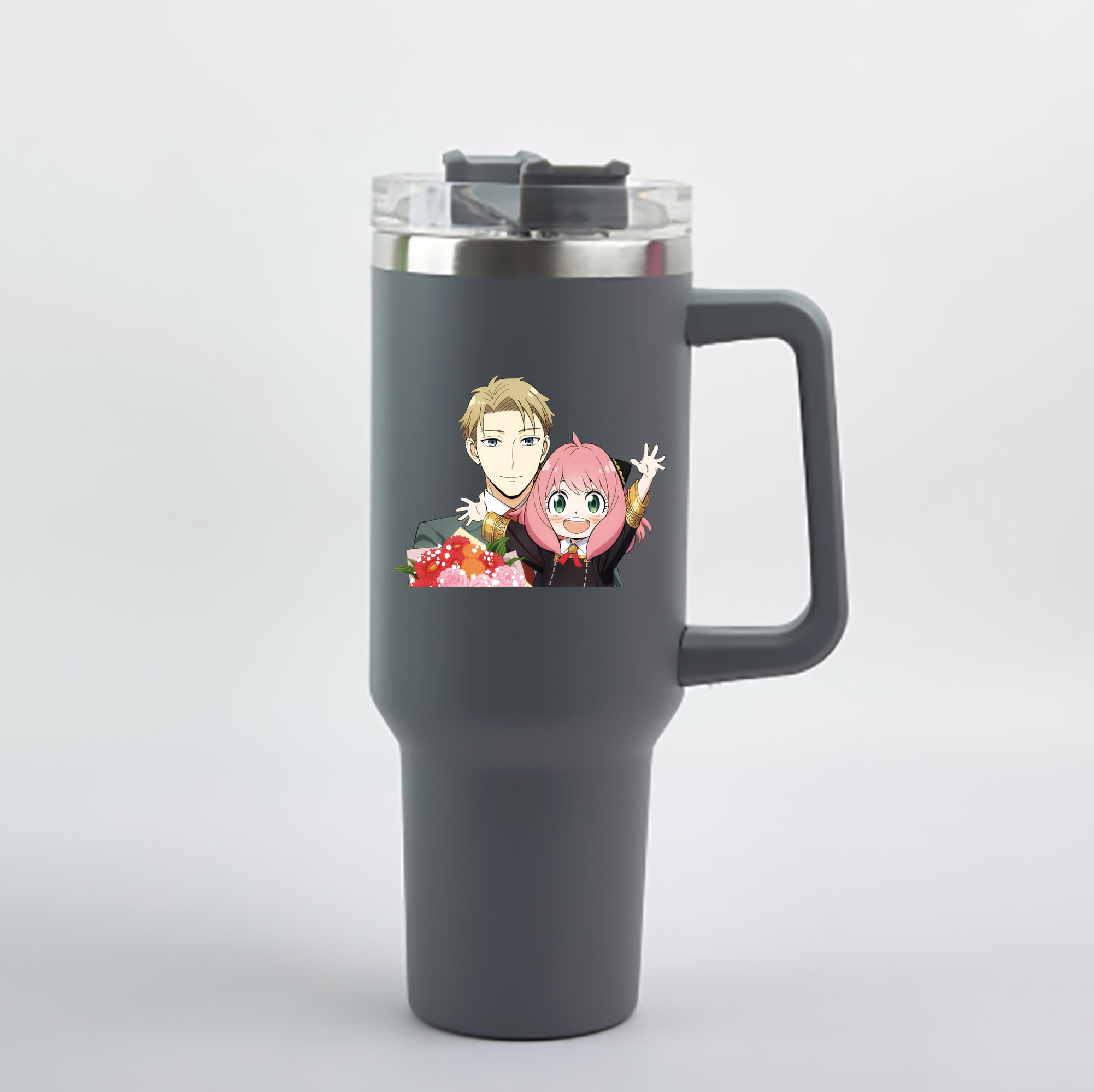 （画像用） SPY×FAMILY间谍家家酒 1200mL車用タンブラー - クリスタルステッカー（プラスチックストロー付き）