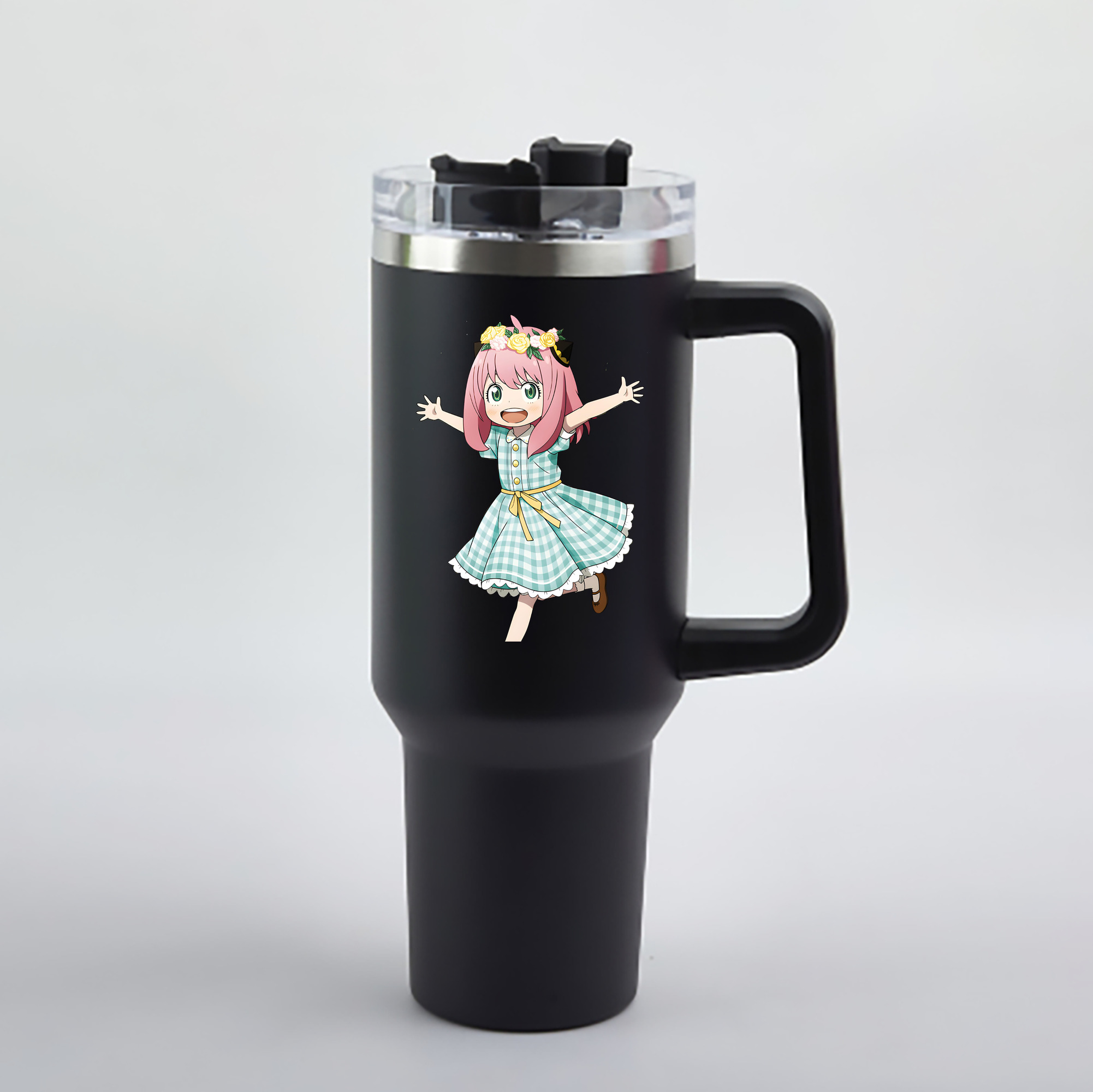 （画像用） SPY×FAMILY间谍家家酒 1200mL車用タンブラー - クリスタルステッカー（プラスチックストロー付き）