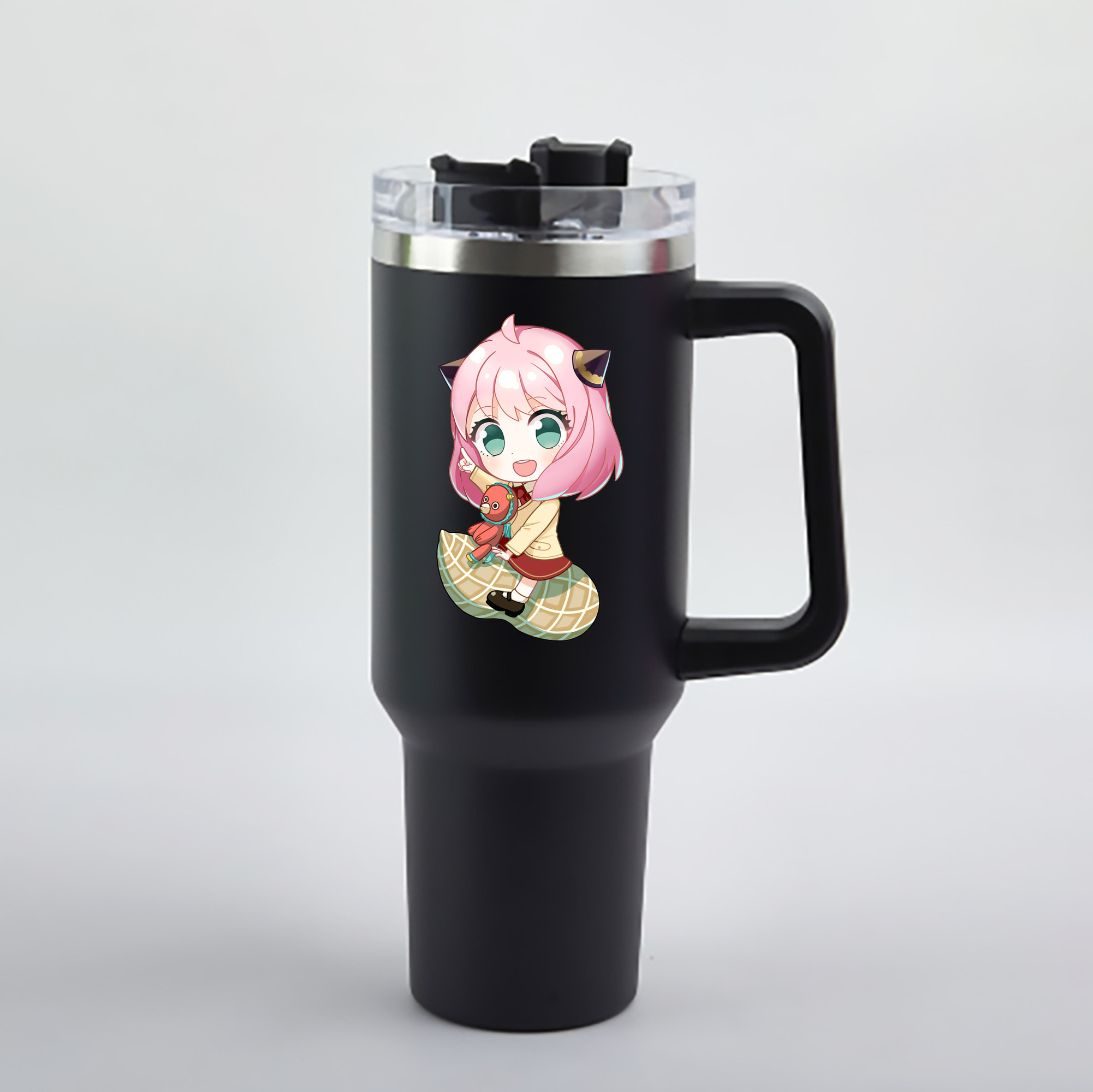 （画像用） SPY×FAMILY间谍家家酒 1200mL車用タンブラー - クリスタルステッカー（プラスチックストロー付き）