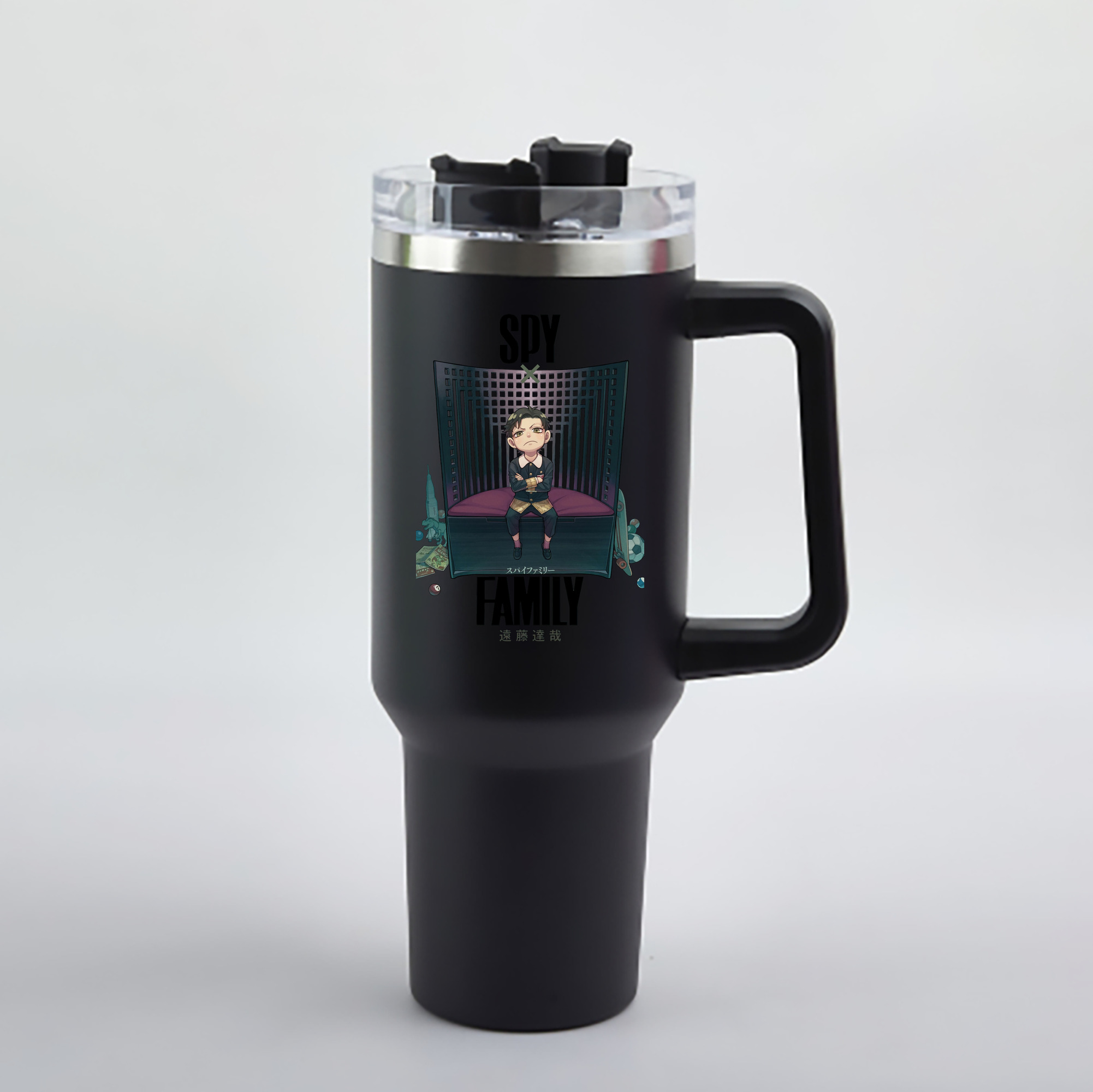 （画像用） SPY×FAMILY间谍家家酒 1200mL車用タンブラー - クリスタルステッカー（プラスチックストロー付き）