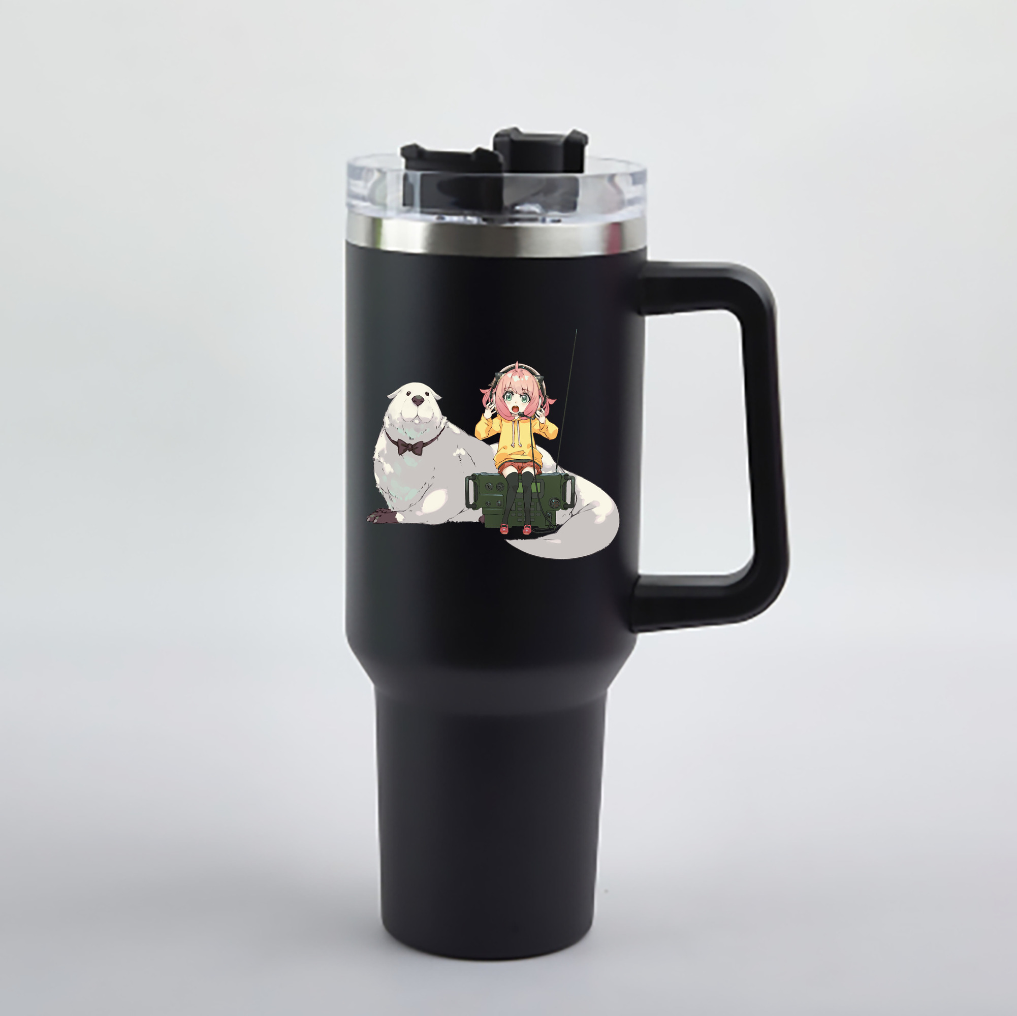 （画像用） SPY×FAMILY间谍家家酒 1200mL車用タンブラー - クリスタルステッカー（プラスチックストロー付き）