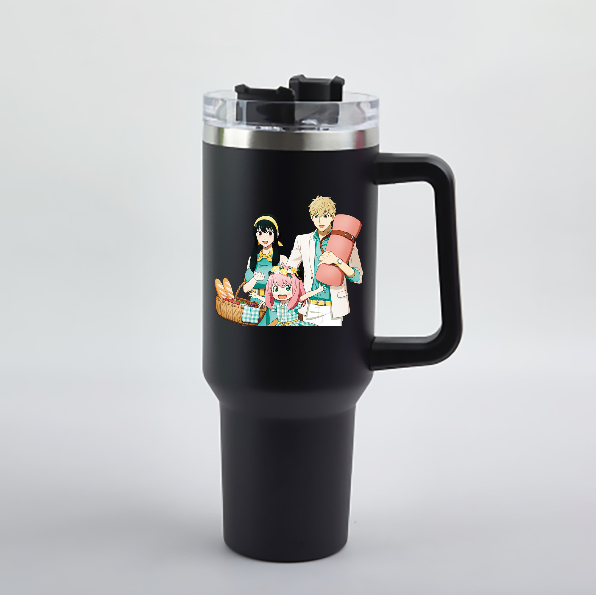 （画像用） SPY×FAMILY间谍家家酒 1200mL車用タンブラー - クリスタルステッカー（プラスチックストロー付き）