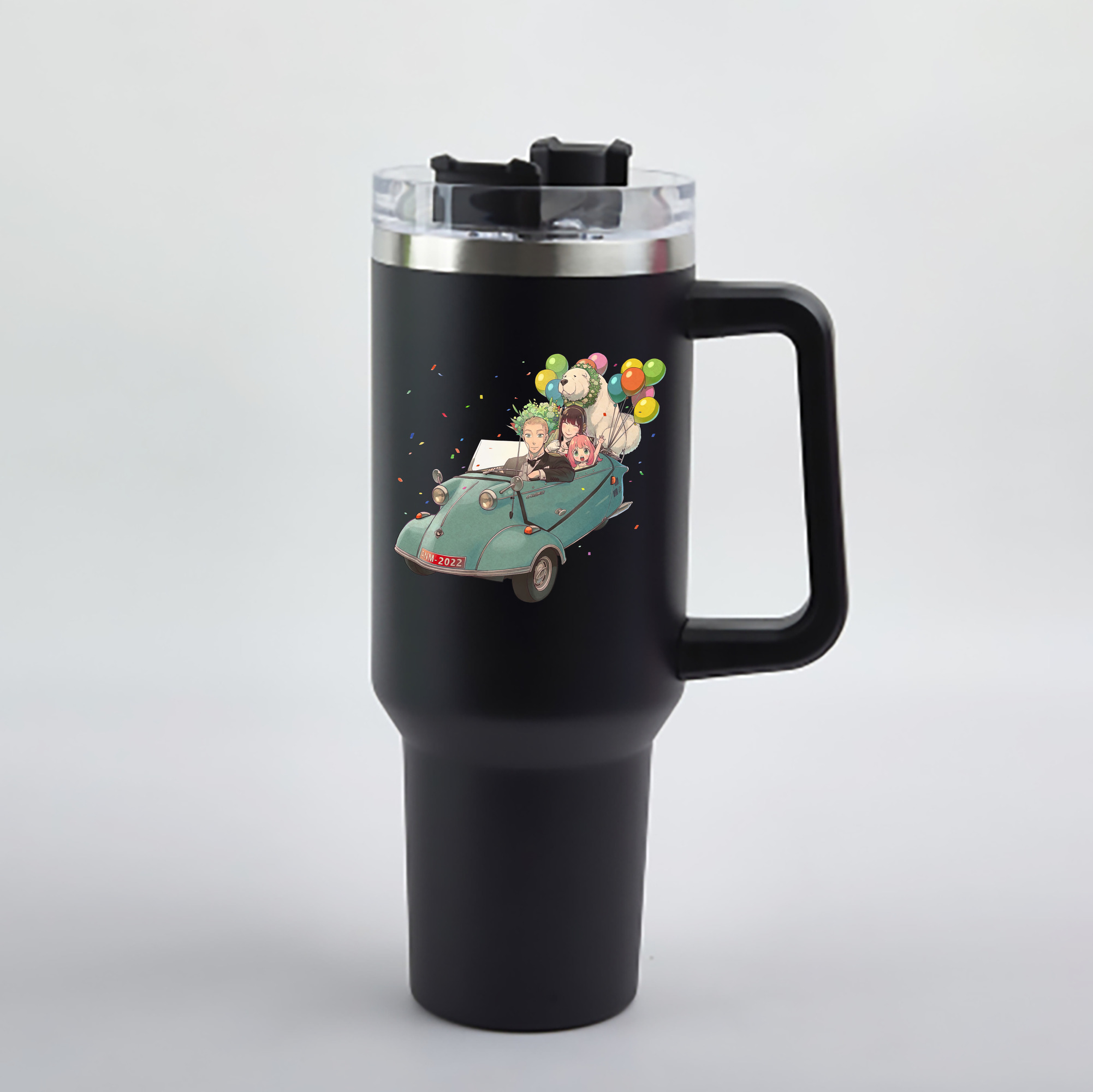 （画像用） SPY×FAMILY间谍家家酒 1200mL車用タンブラー - クリスタルステッカー（プラスチックストロー付き）