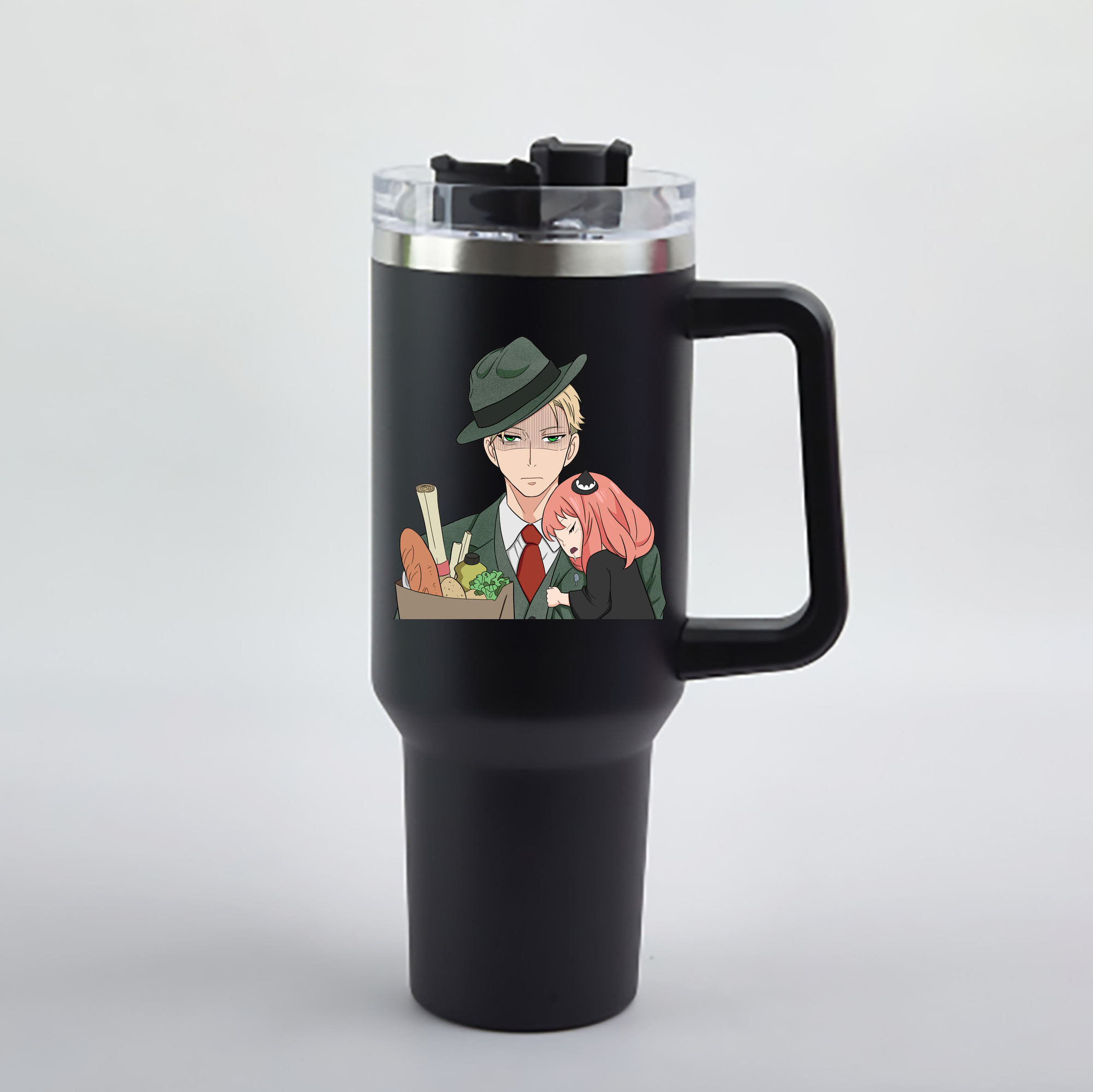 （画像用） SPY×FAMILY间谍家家酒 1200mL車用タンブラー - クリスタルステッカー（プラスチックストロー付き）