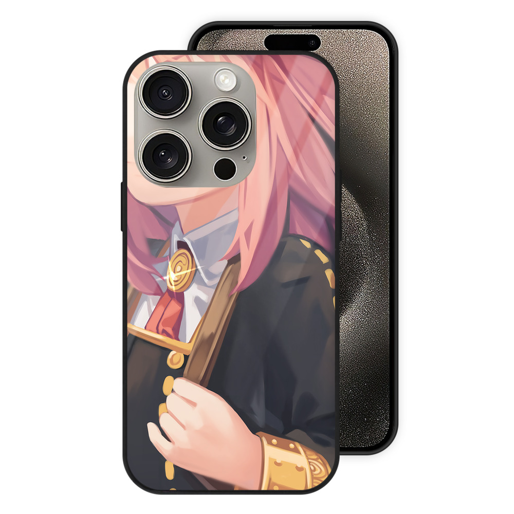 （画像用） SPY×FAMILY间谍家家酒 【iPhone15Pro対応】スマホケース 耐衝撃＆黄変防止 背面ガラス