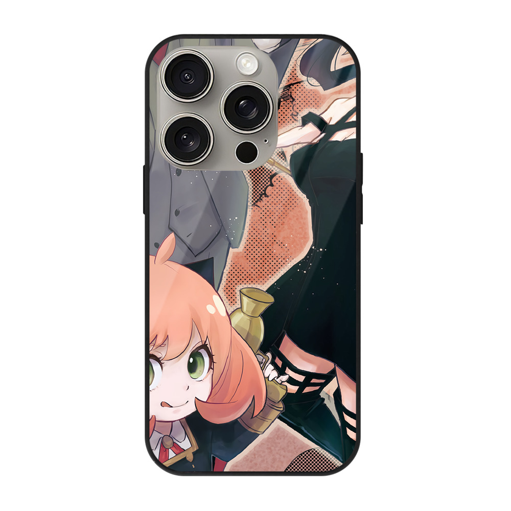 （画像用） SPY×FAMILY间谍家家酒 【iPhone15Pro対応】スマホケース 耐衝撃＆黄変防止 背面ガラス