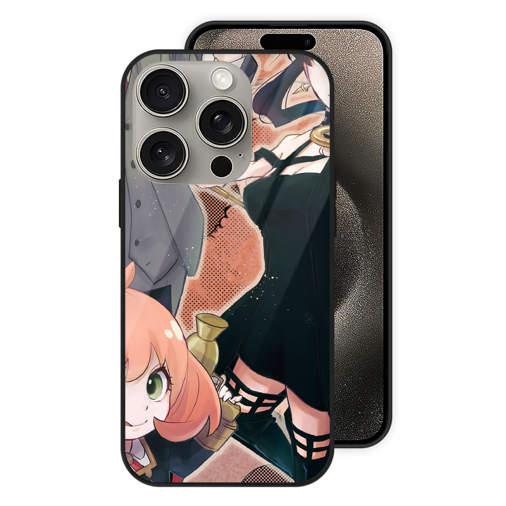 （画像用） SPY×FAMILY间谍家家酒 【iPhone15Pro対応】スマホケース 耐衝撃＆黄変防止 背面ガラス