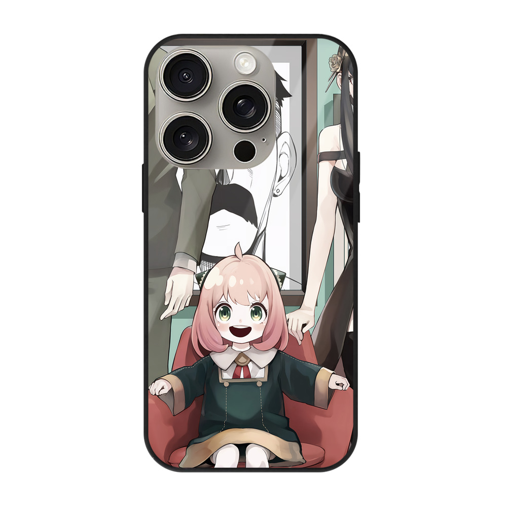 （画像用） SPY×FAMILY间谍家家酒 【iPhone15Pro対応】スマホケース 耐衝撃＆黄変防止 背面ガラス