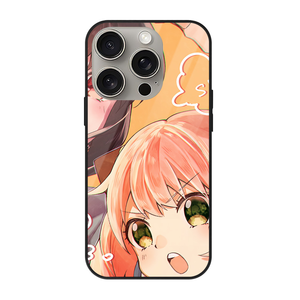 （画像用） SPY×FAMILY间谍家家酒 【iPhone15Pro対応】スマホケース 耐衝撃＆黄変防止 背面ガラス