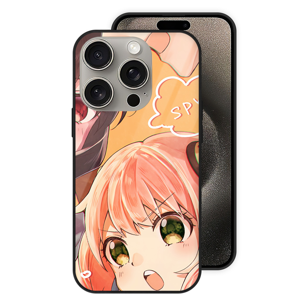 （画像用） SPY×FAMILY间谍家家酒 【iPhone15Pro対応】スマホケース 耐衝撃＆黄変防止 背面ガラス