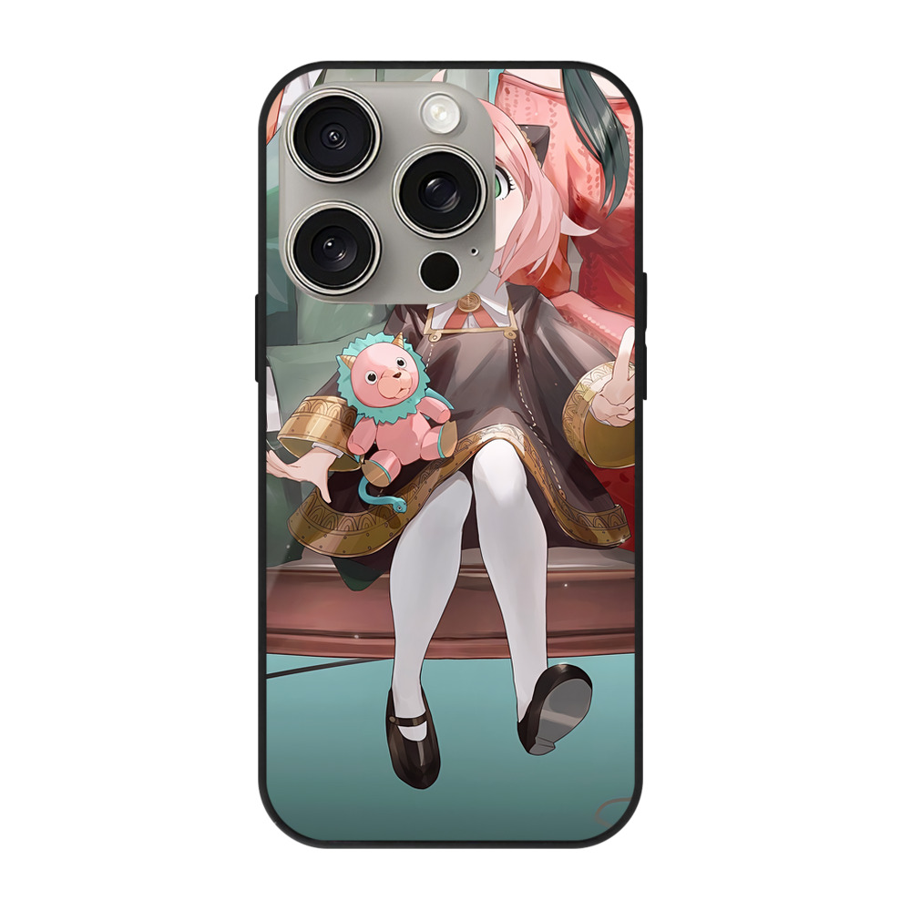 （画像用） SPY×FAMILY间谍家家酒 【iPhone15Pro対応】スマホケース 耐衝撃＆黄変防止 背面ガラス