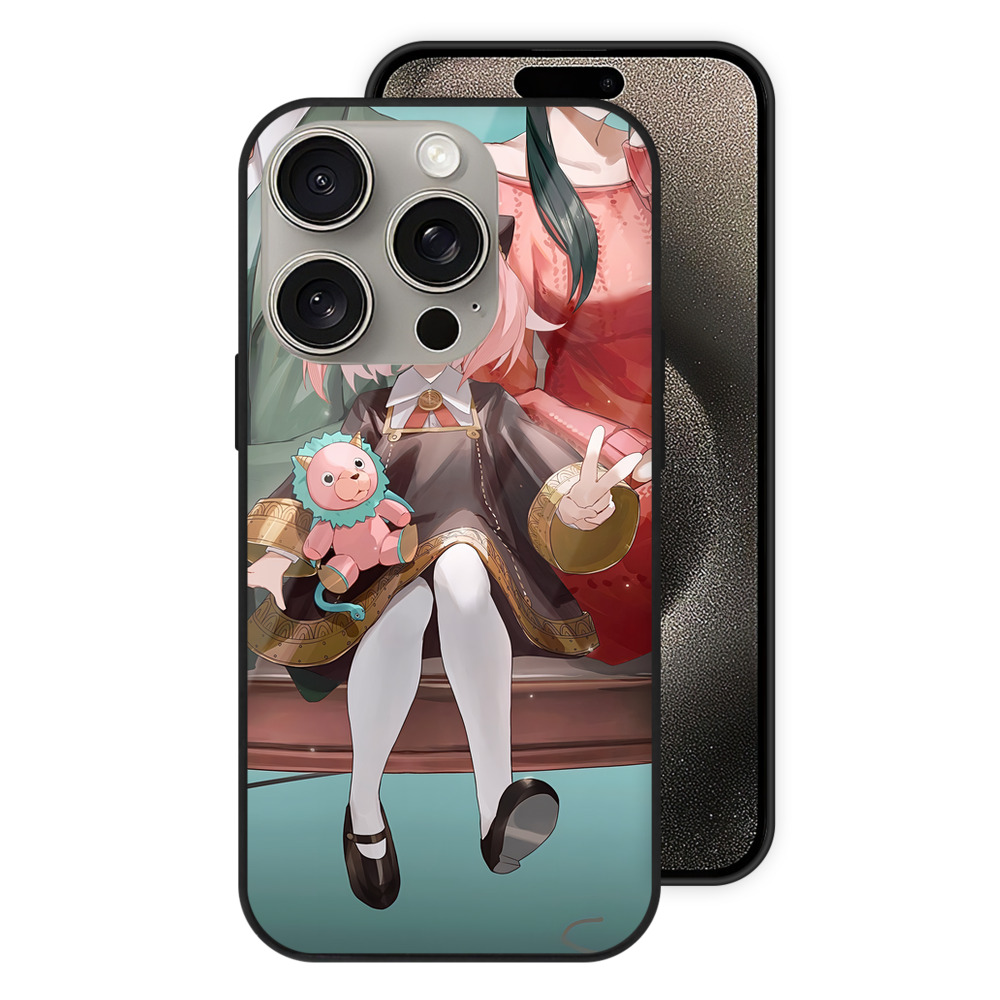 （画像用） SPY×FAMILY间谍家家酒 【iPhone15Pro対応】スマホケース 耐衝撃＆黄変防止 背面ガラス