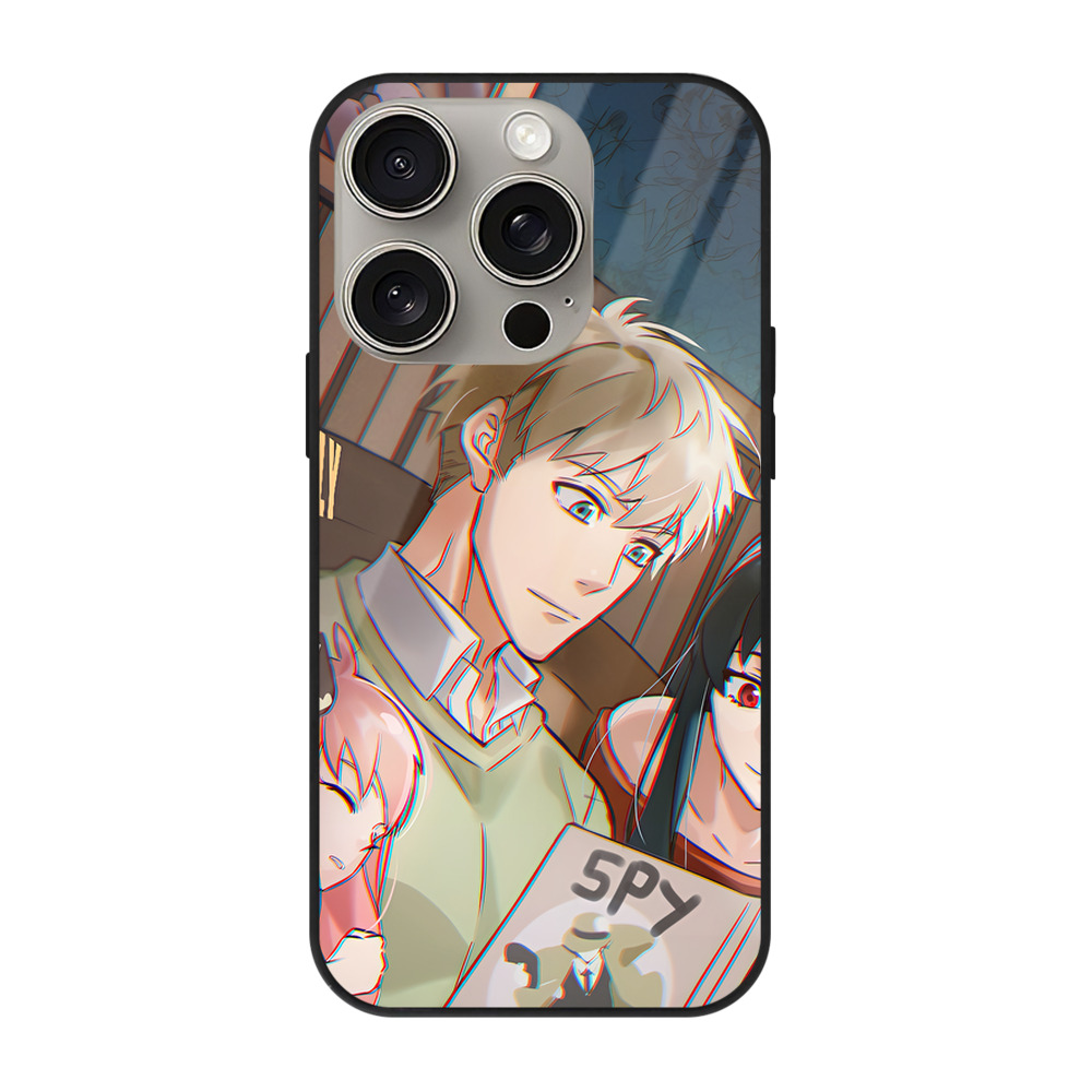 （画像用） SPY×FAMILY间谍家家酒 【iPhone15Pro対応】スマホケース 耐衝撃＆黄変防止 背面ガラス