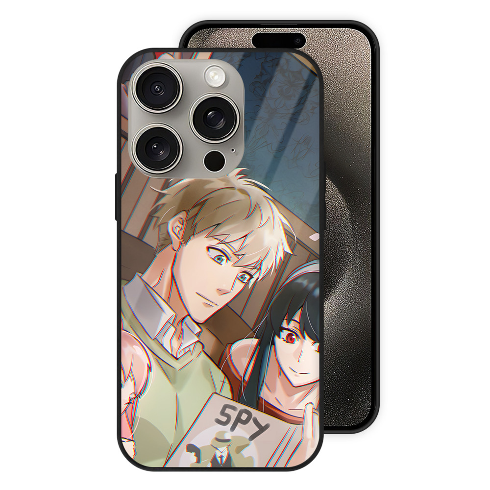 （画像用） SPY×FAMILY间谍家家酒 【iPhone15Pro対応】スマホケース 耐衝撃＆黄変防止 背面ガラス