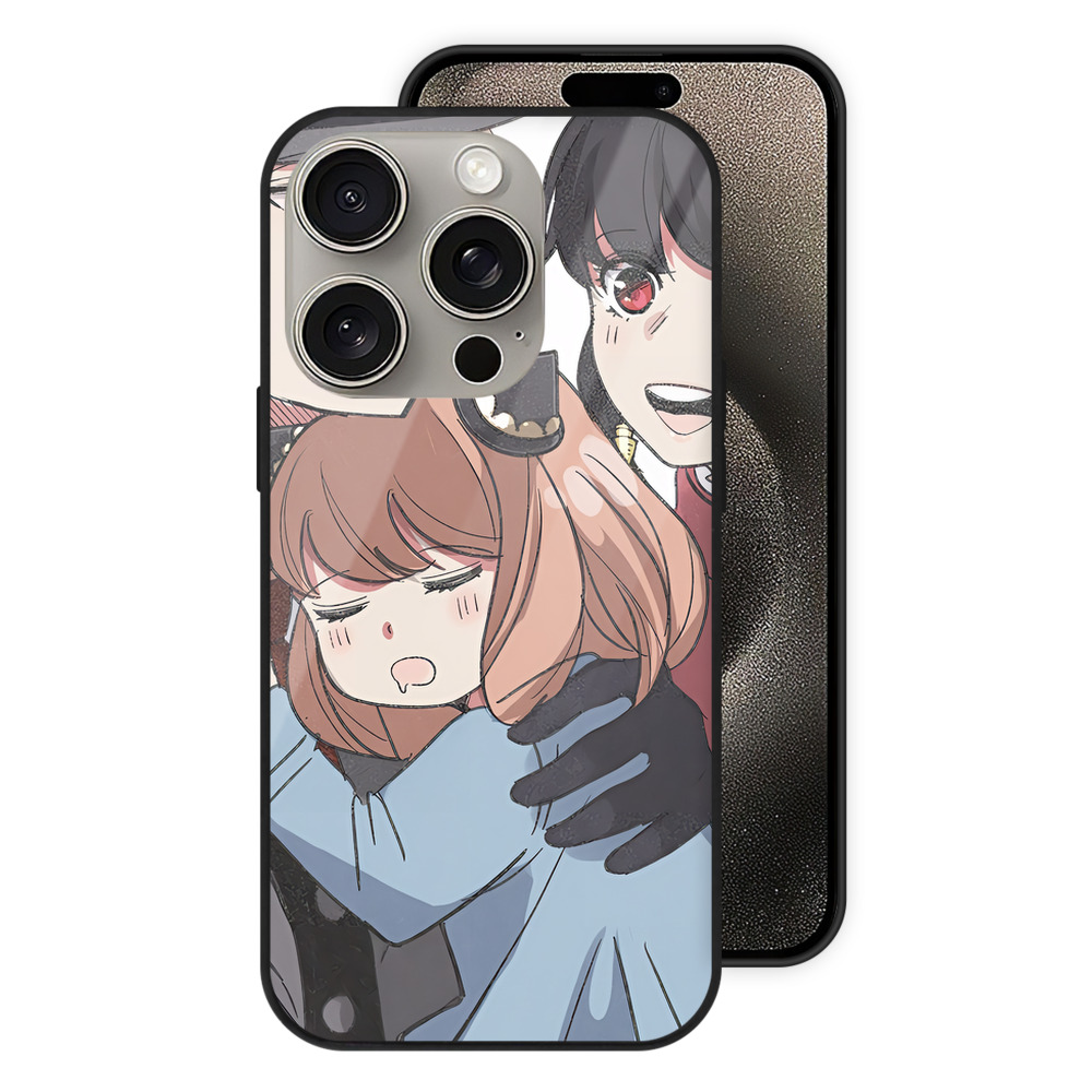 （画像用） SPY×FAMILY间谍家家酒 【iPhone15Pro対応】スマホケース 耐衝撃＆黄変防止 背面ガラス