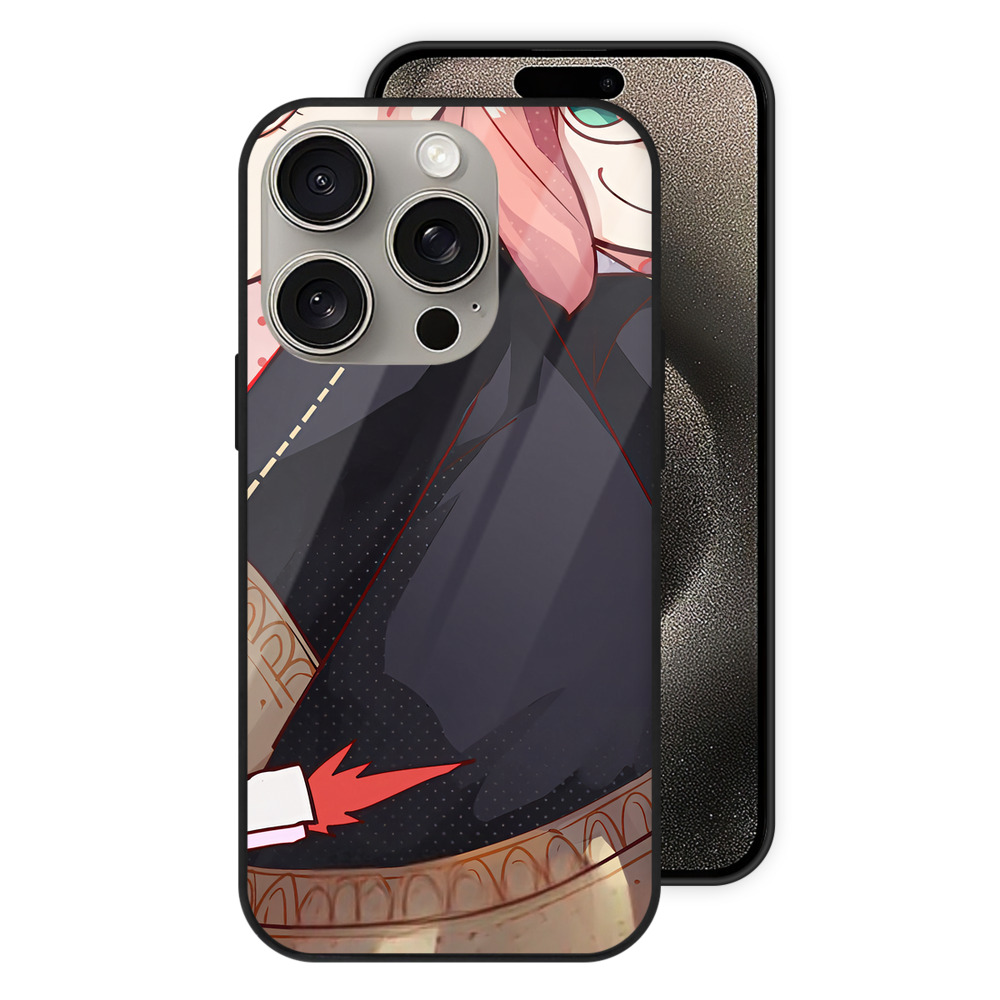 （画像用） SPY×FAMILY间谍家家酒 【iPhone15Pro対応】スマホケース 耐衝撃＆黄変防止 背面ガラス