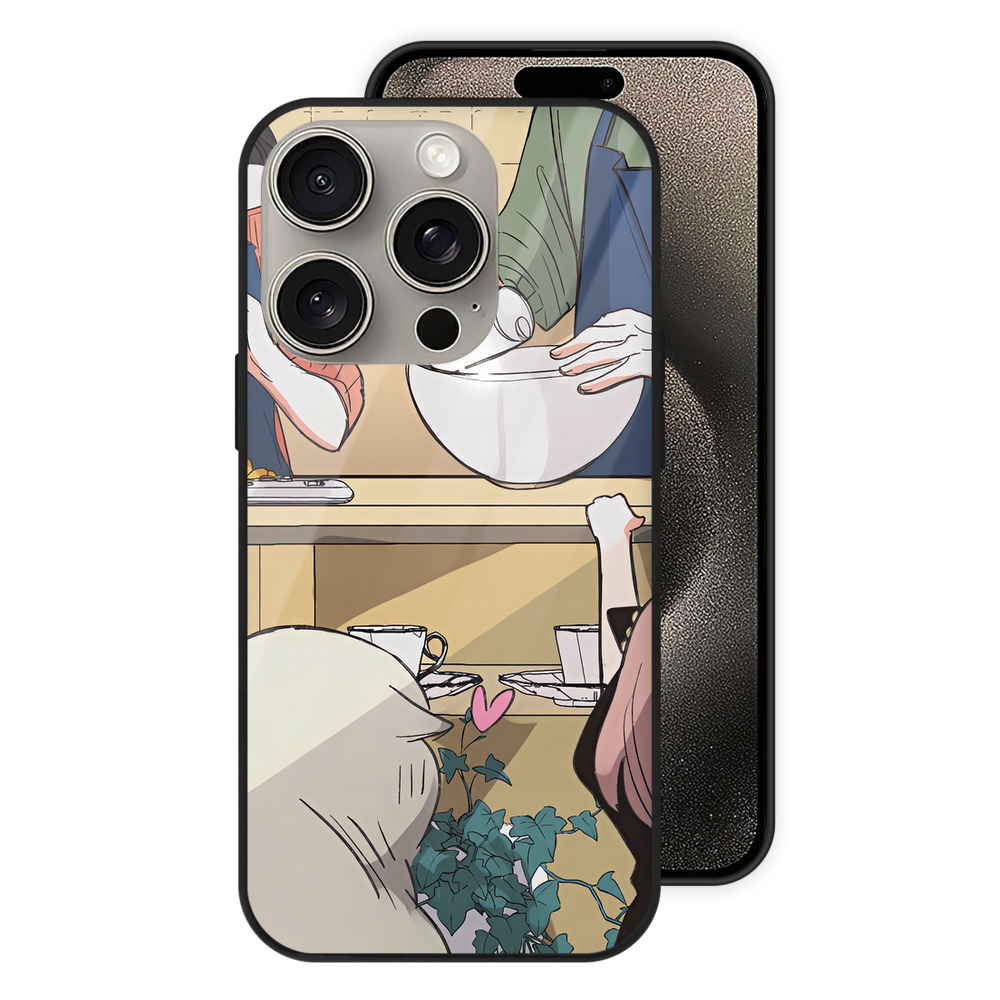 （画像用） SPY×FAMILY间谍家家酒 【iPhone15Pro対応】スマホケース 耐衝撃＆黄変防止 背面ガラス