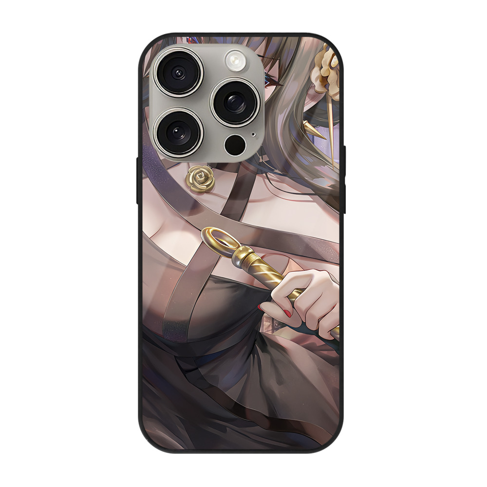 （画像用） SPY×FAMILY间谍家家酒 【iPhone15Pro対応】スマホケース 耐衝撃＆黄変防止 背面ガラス
