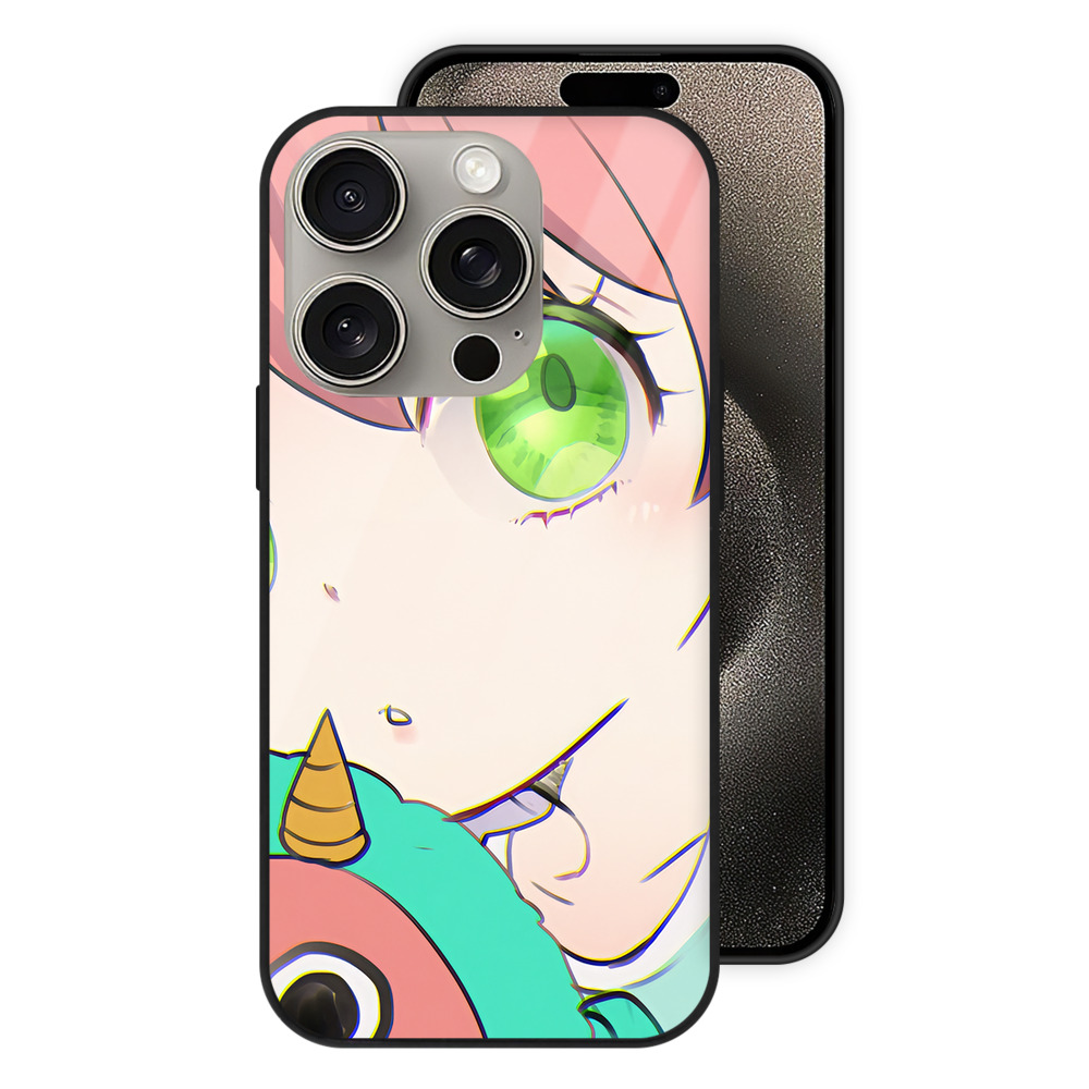 （画像用） SPY×FAMILY间谍家家酒 【iPhone15Pro対応】スマホケース 耐衝撃＆黄変防止 背面ガラス