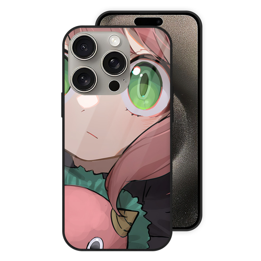 （画像用） SPY×FAMILY间谍家家酒 【iPhone15Pro対応】スマホケース 耐衝撃＆黄変防止 背面ガラス