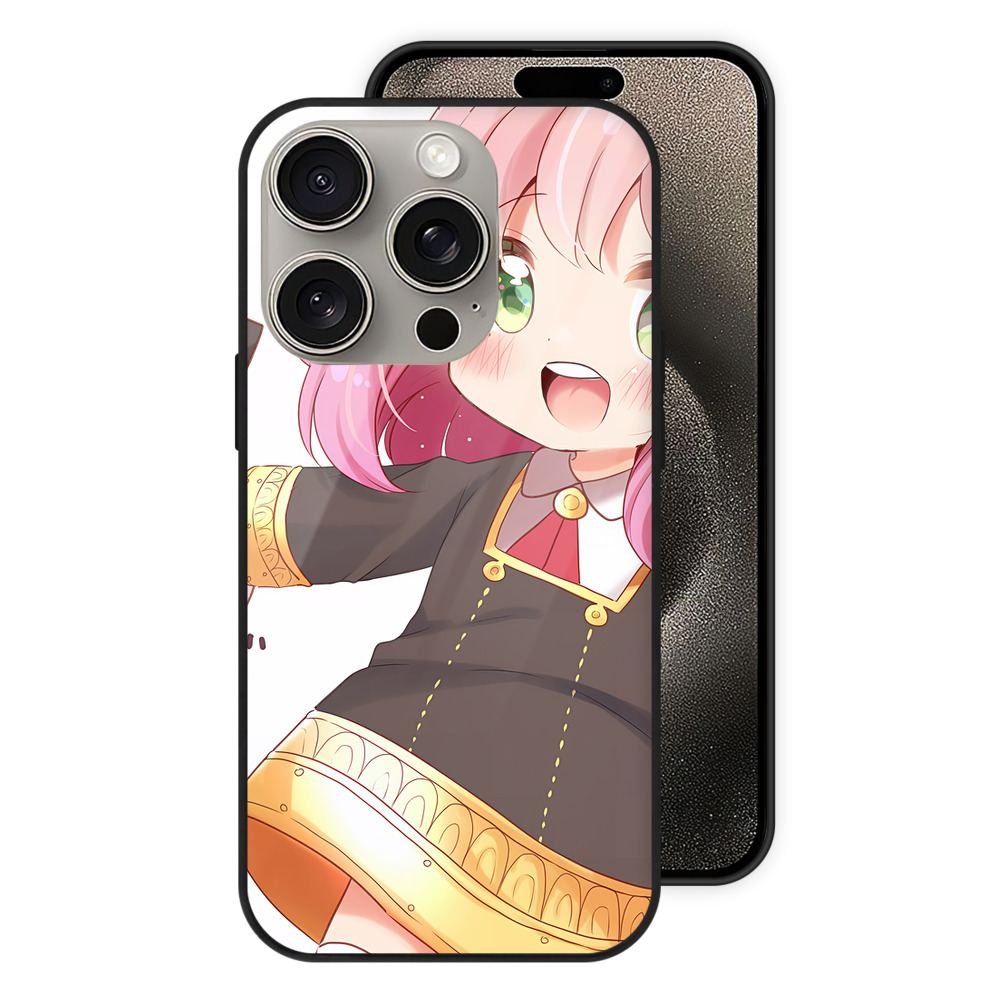 （画像用） SPY×FAMILY间谍家家酒 【iPhone15Pro対応】スマホケース 耐衝撃＆黄変防止 背面ガラス