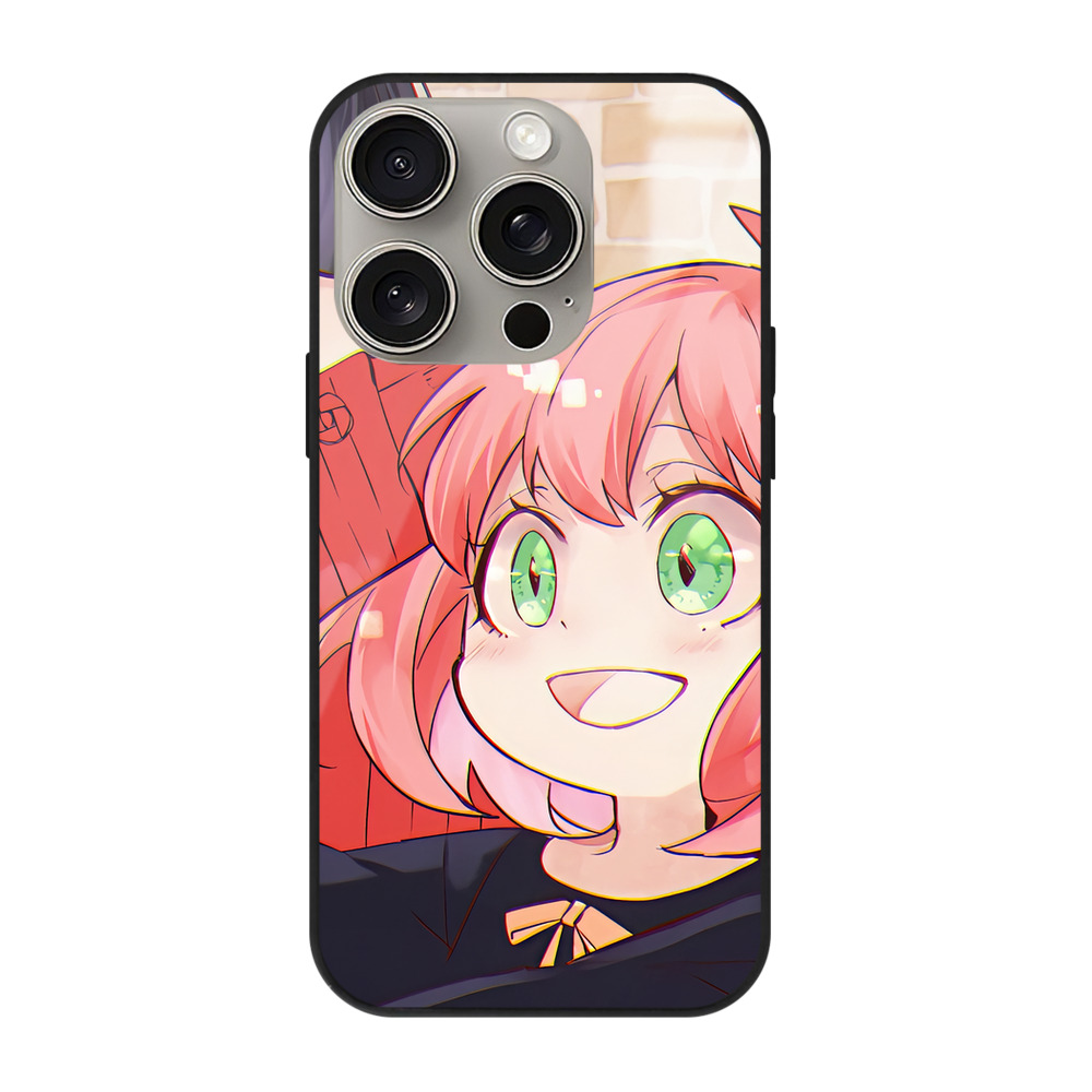 （画像用） SPY×FAMILY间谍家家酒 【iPhone15Pro対応】スマホケース 耐衝撃＆黄変防止 背面ガラス