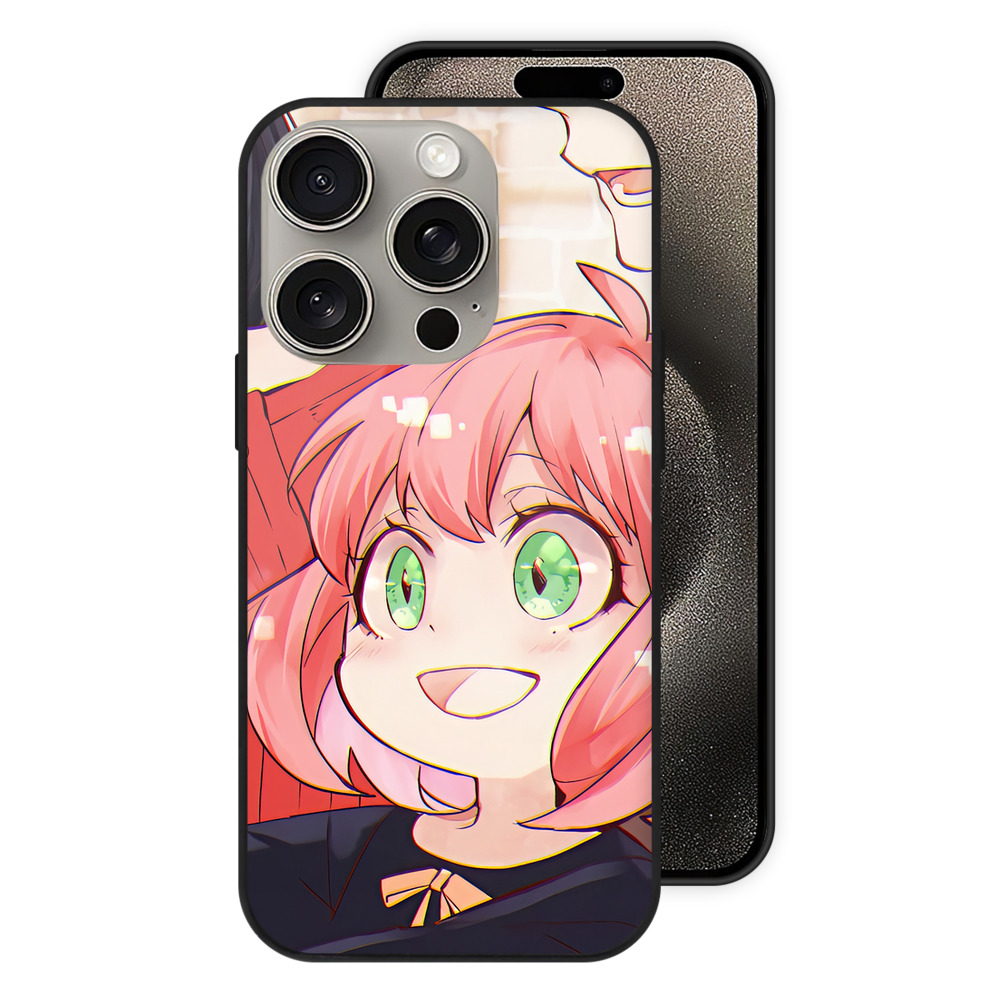 （画像用） SPY×FAMILY间谍家家酒 【iPhone15Pro対応】スマホケース 耐衝撃＆黄変防止 背面ガラス