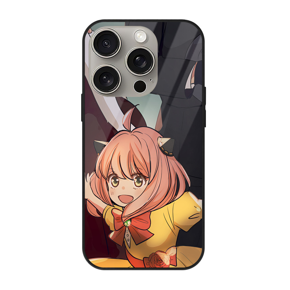 （画像用） SPY×FAMILY间谍家家酒 【iPhone15Pro対応】スマホケース 耐衝撃＆黄変防止 背面ガラス