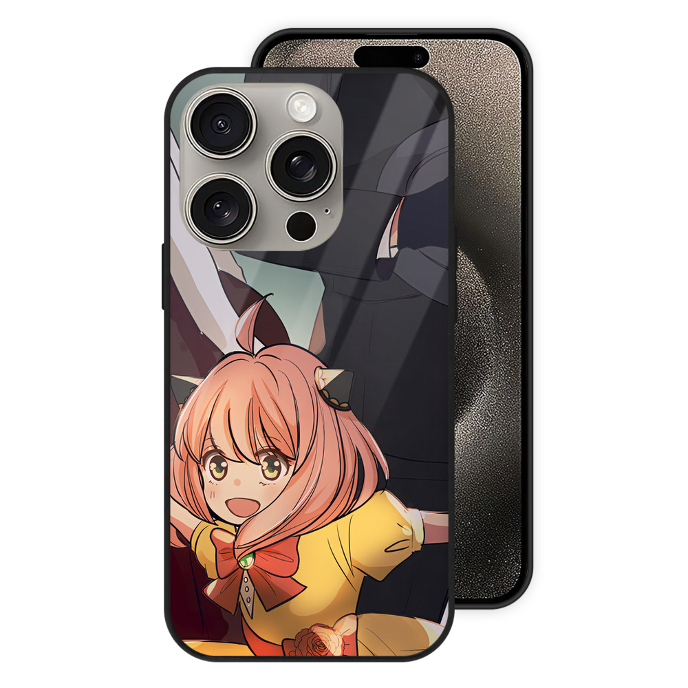 （画像用） SPY×FAMILY间谍家家酒 【iPhone15Pro対応】スマホケース 耐衝撃＆黄変防止 背面ガラス