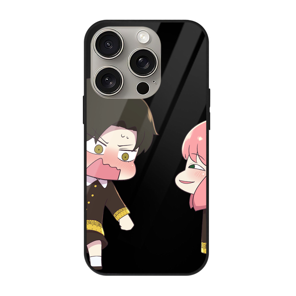 （画像用） SPY×FAMILY间谍家家酒 【iPhone15Pro対応】スマホケース 耐衝撃＆黄変防止 背面ガラス