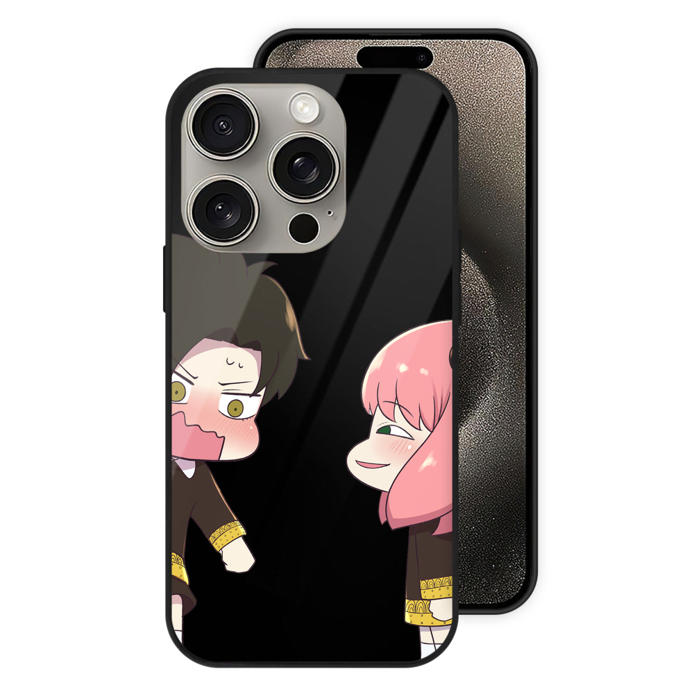 （画像用） SPY×FAMILY间谍家家酒 【iPhone15Pro対応】スマホケース 耐衝撃＆黄変防止 背面ガラス